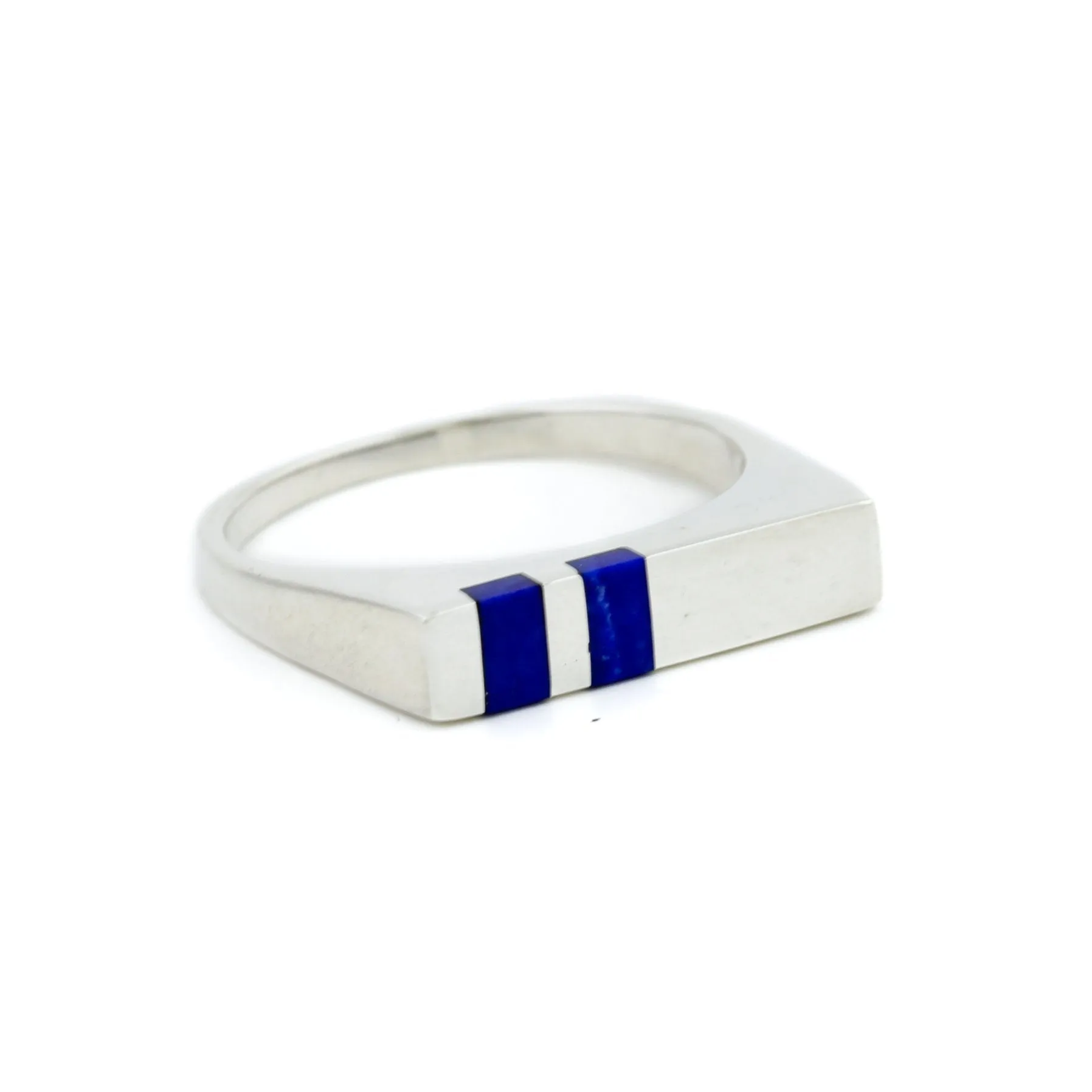 Lapis stripe Inlay Silver Ring