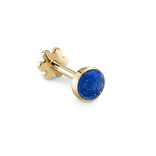 Lapis Threaded Stud Earring by Maria Tash in 14K Yellow Gold