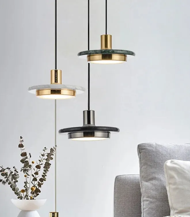 LED Modern Marble Disc Decorative Pendant Light