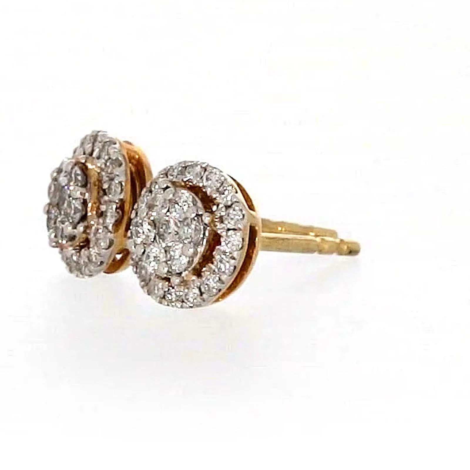 London 9ct Yellow Gold Round Brilliant Cut 0.30 CARAT tw of Diamonds Stud Earrings