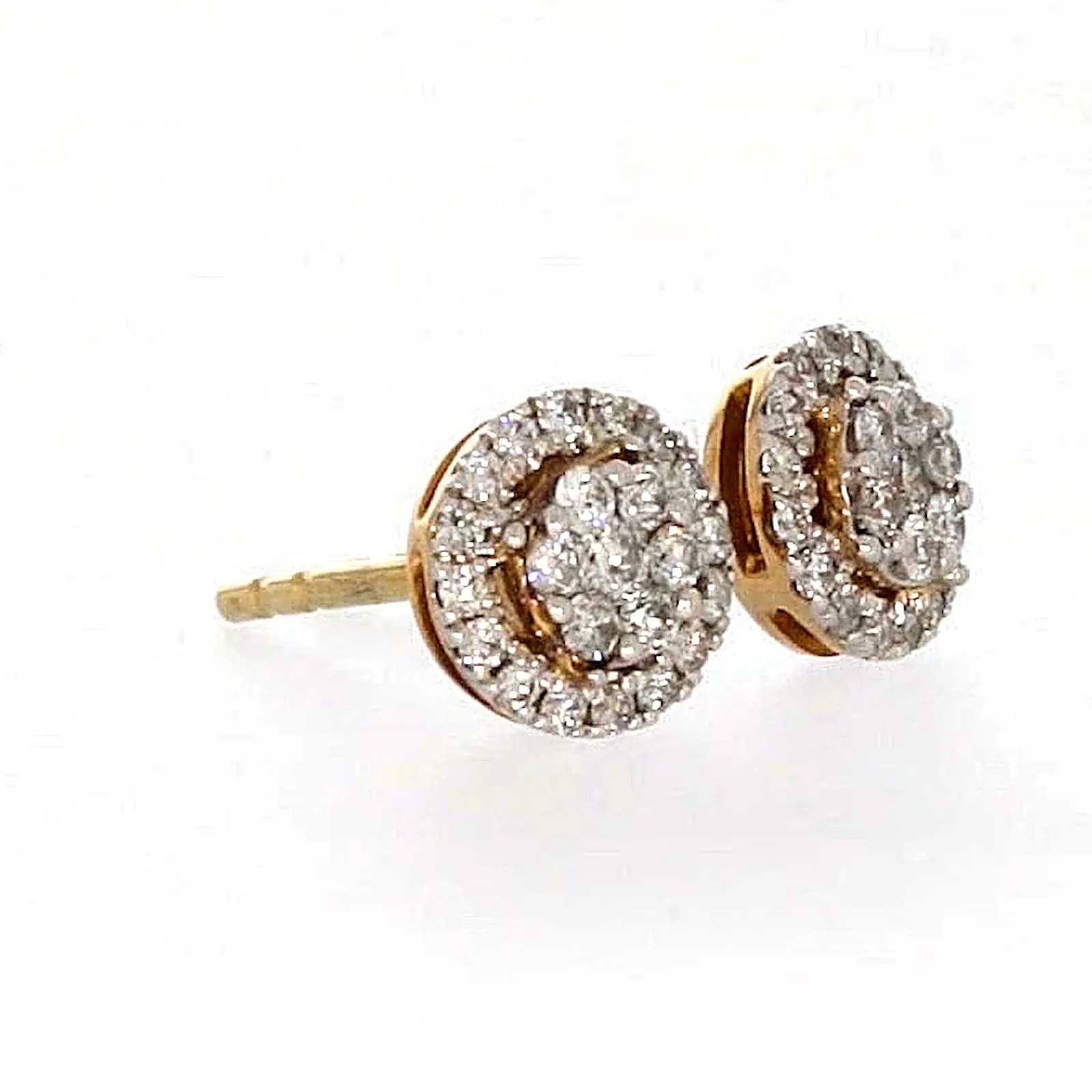 London 9ct Yellow Gold Round Brilliant Cut 0.30 CARAT tw of Diamonds Stud Earrings