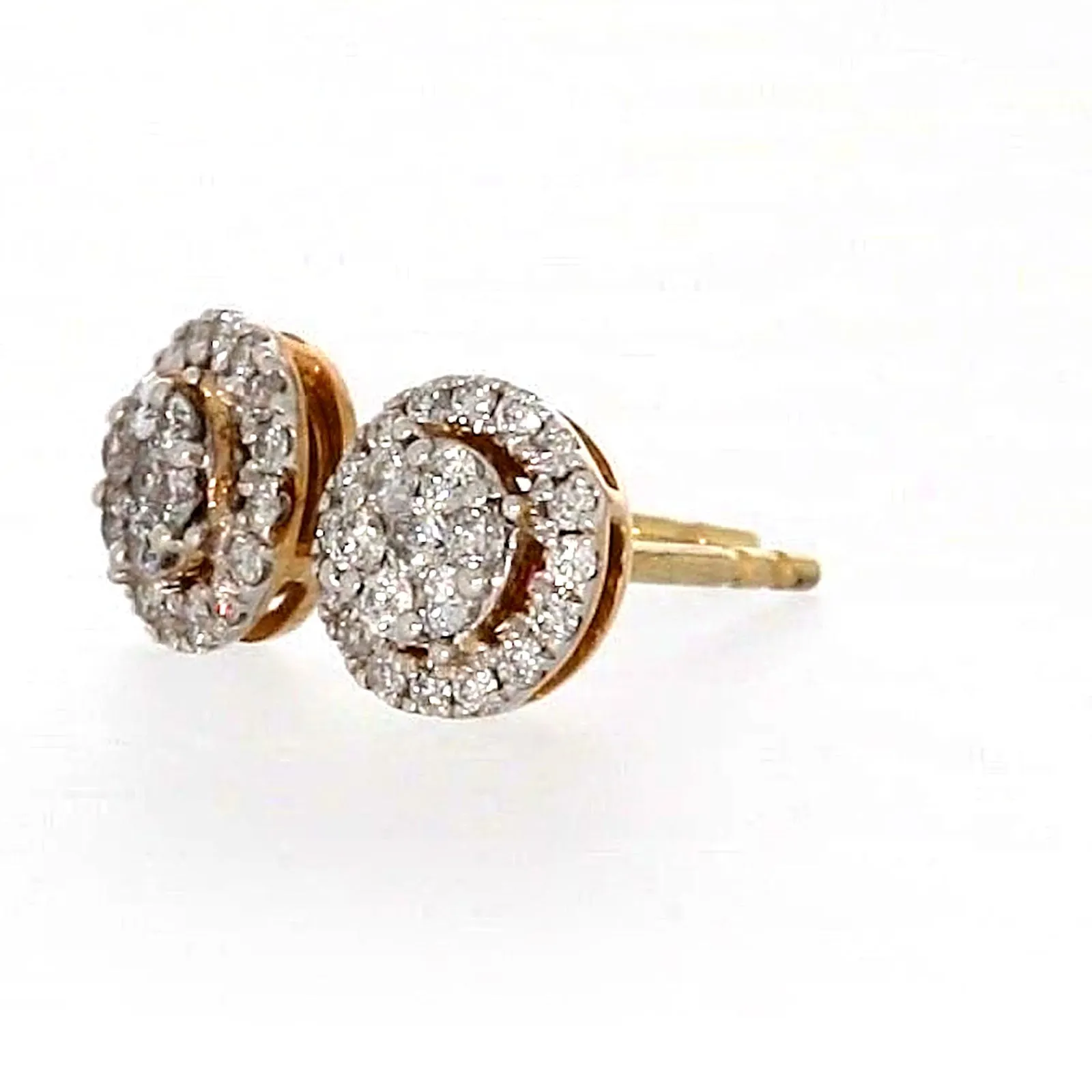 London 9ct Yellow Gold Round Brilliant Cut 0.30 CARAT tw of Diamonds Stud Earrings