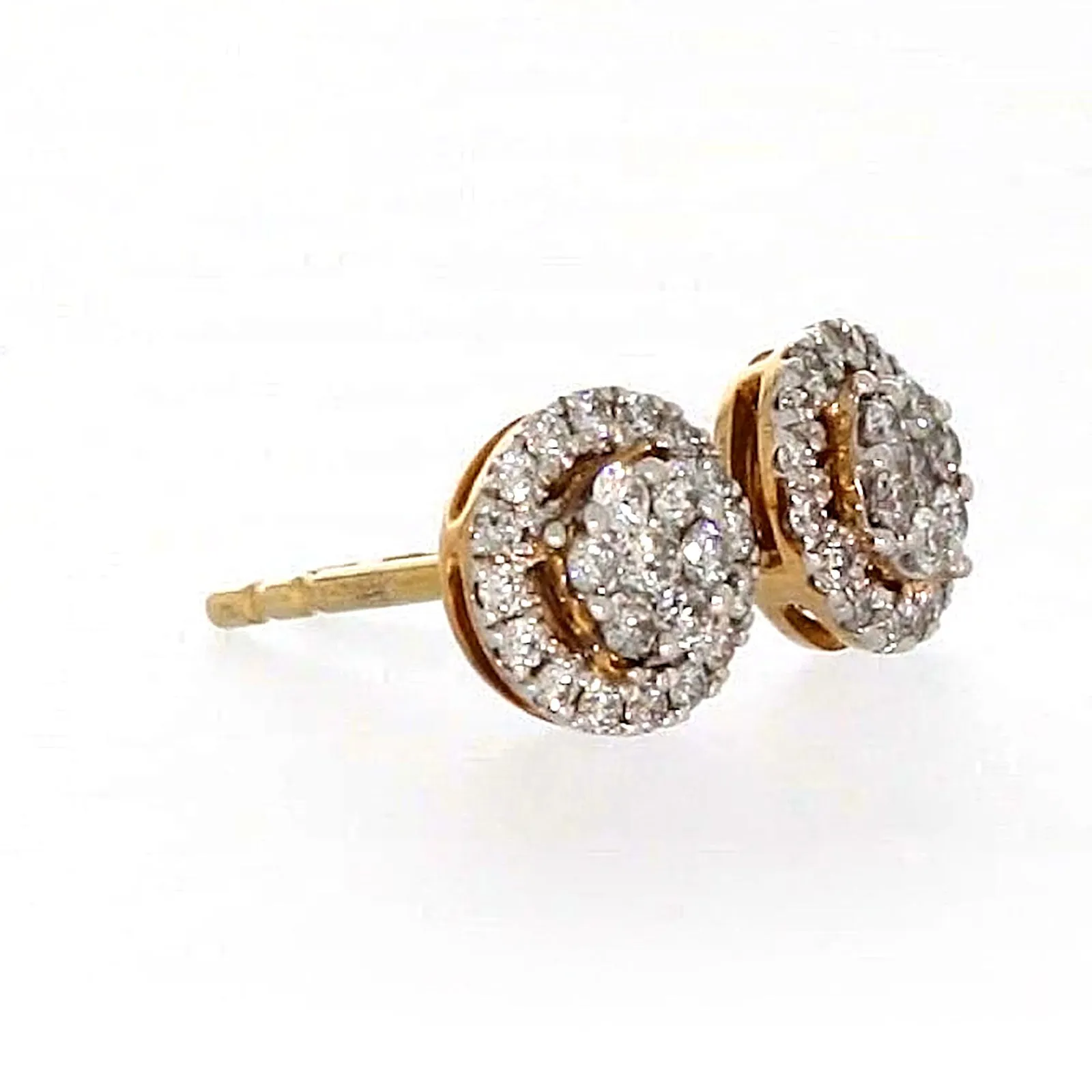 London 9ct Yellow Gold Round Brilliant Cut 0.30 CARAT tw of Diamonds Stud Earrings