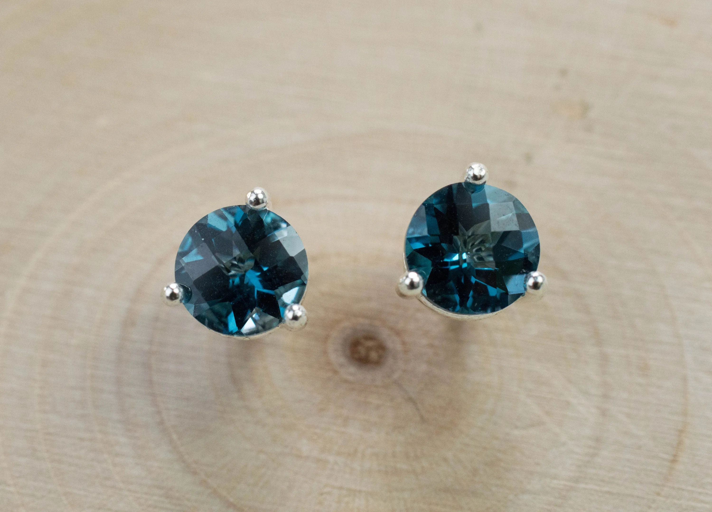 London Blue Topaz Earrings; Genuine Brazilian Topaz; 1.975cts