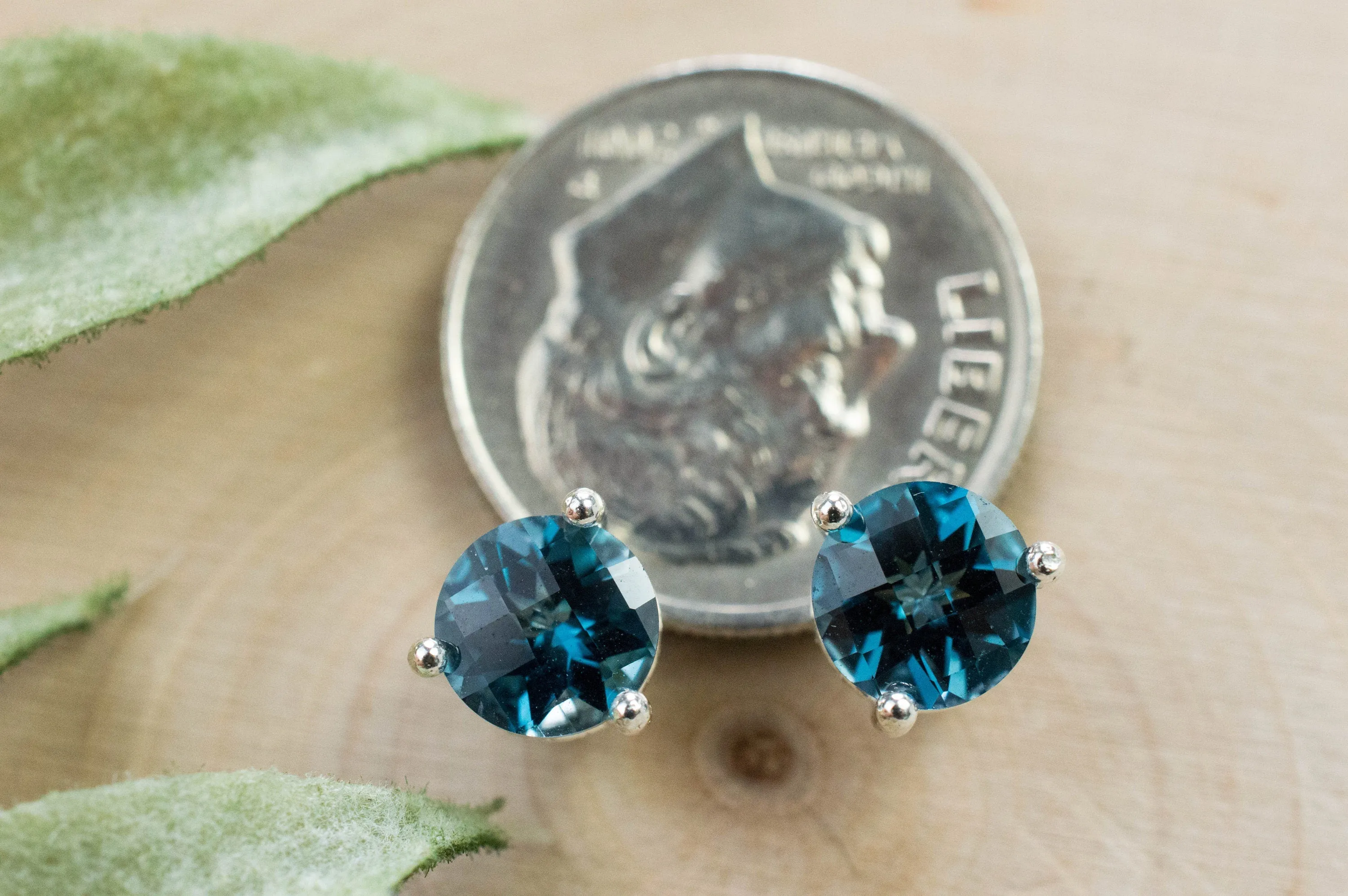 London Blue Topaz Earrings; Genuine Brazilian Topaz; 1.975cts