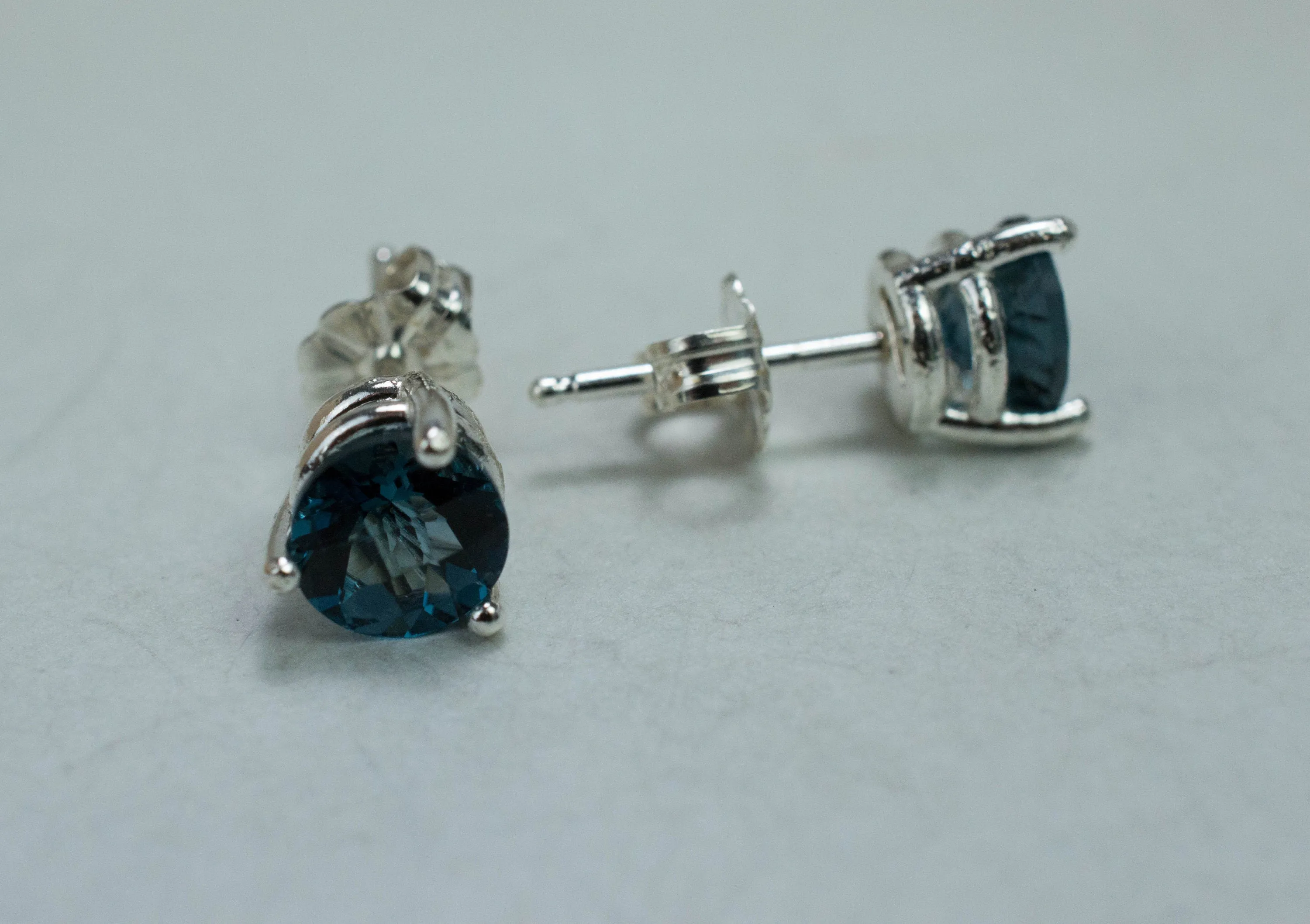 London Blue Topaz Earrings; Genuine Brazilian Topaz; 1.975cts