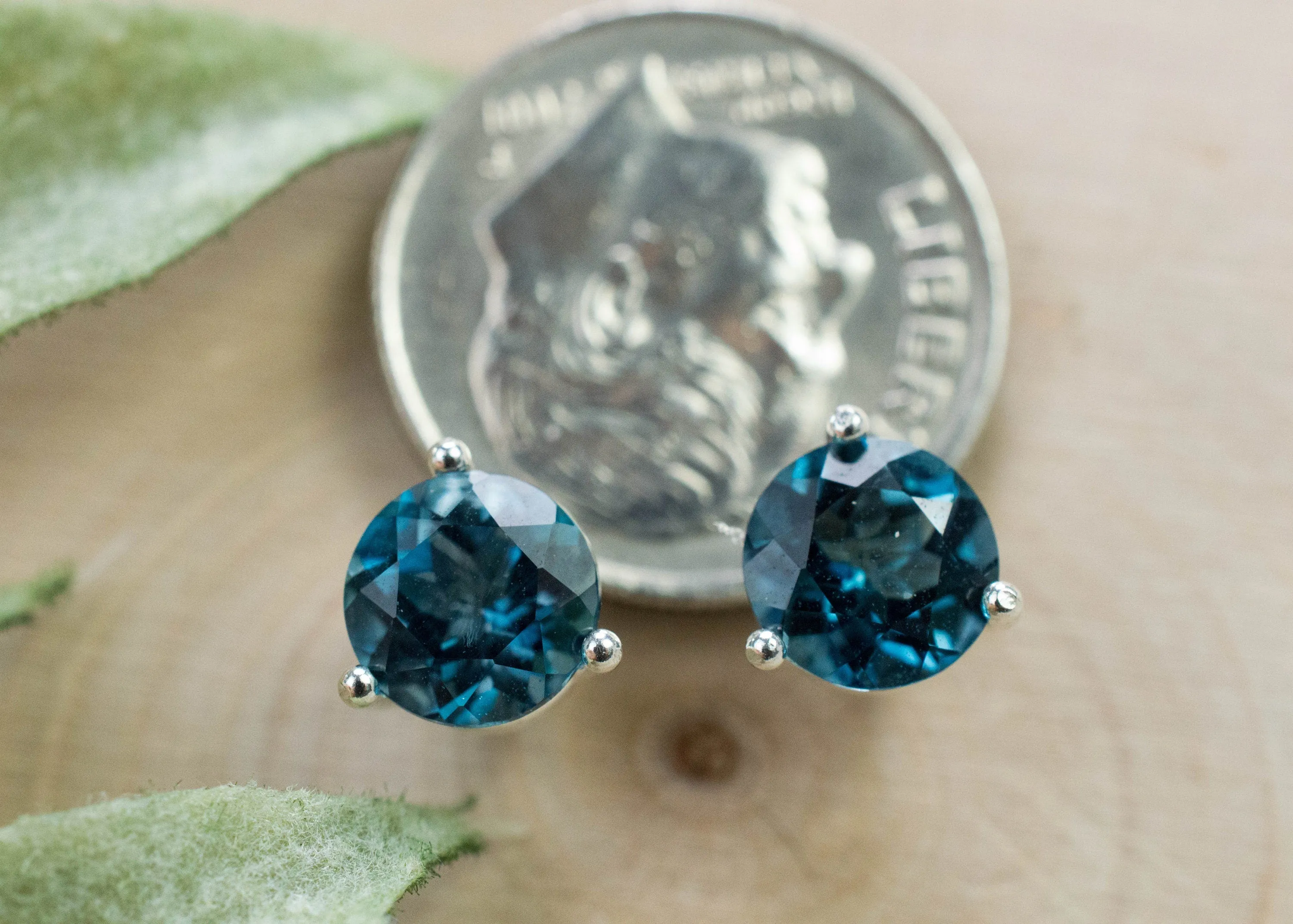 London Blue Topaz Earrings; Genuine Brazilian Topaz; 2.575cts