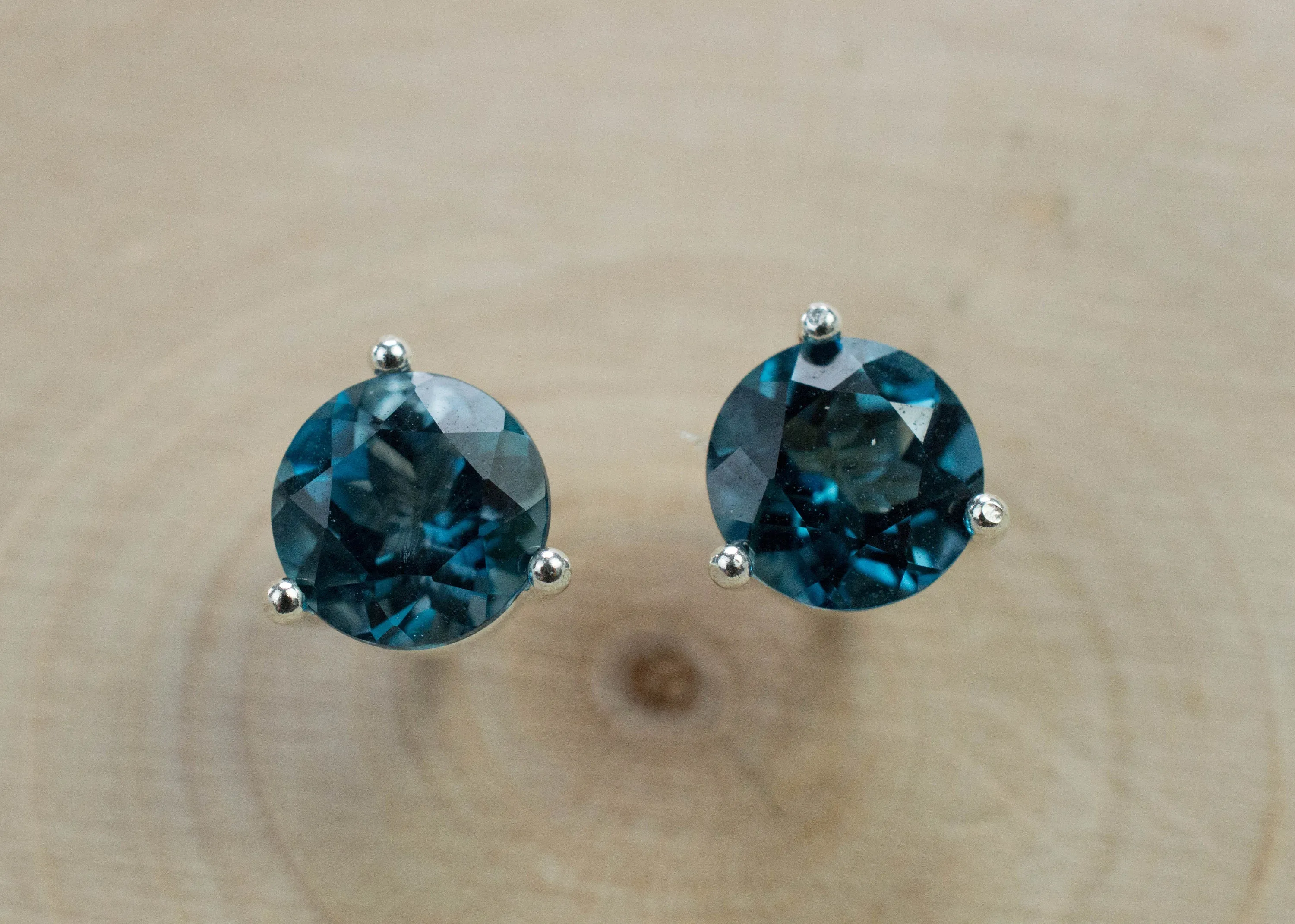 London Blue Topaz Earrings; Genuine Brazilian Topaz; 2.575cts