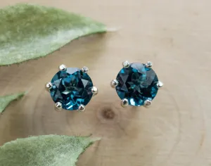 London Blue Topaz Earrings; Genuine Brazilian Topaz; 2.580cts