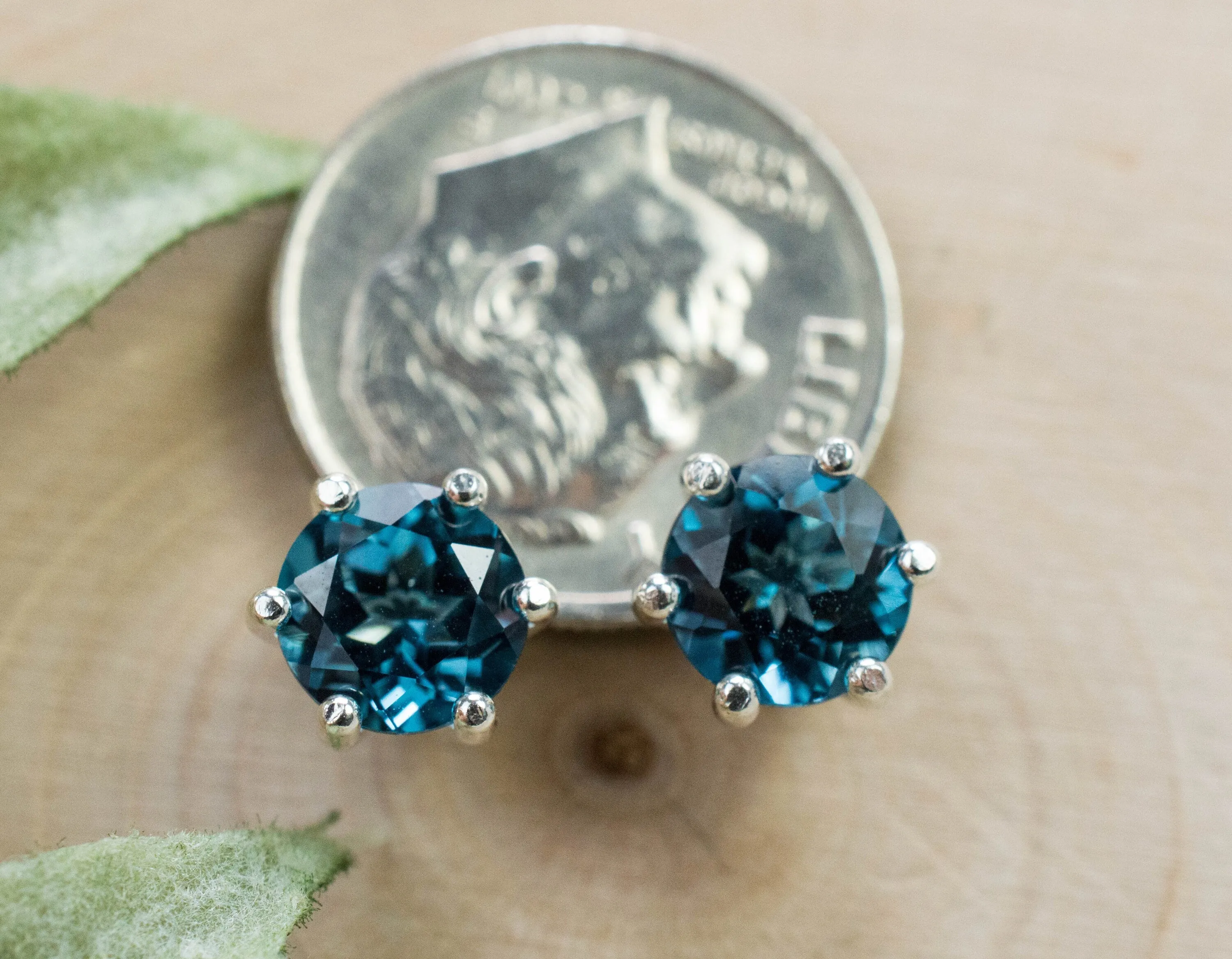London Blue Topaz Earrings; Genuine Brazilian Topaz; 2.580cts