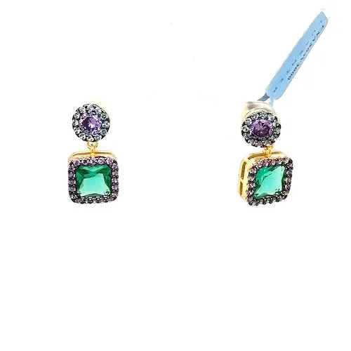 Luxenter Earrings Green and Multicolor