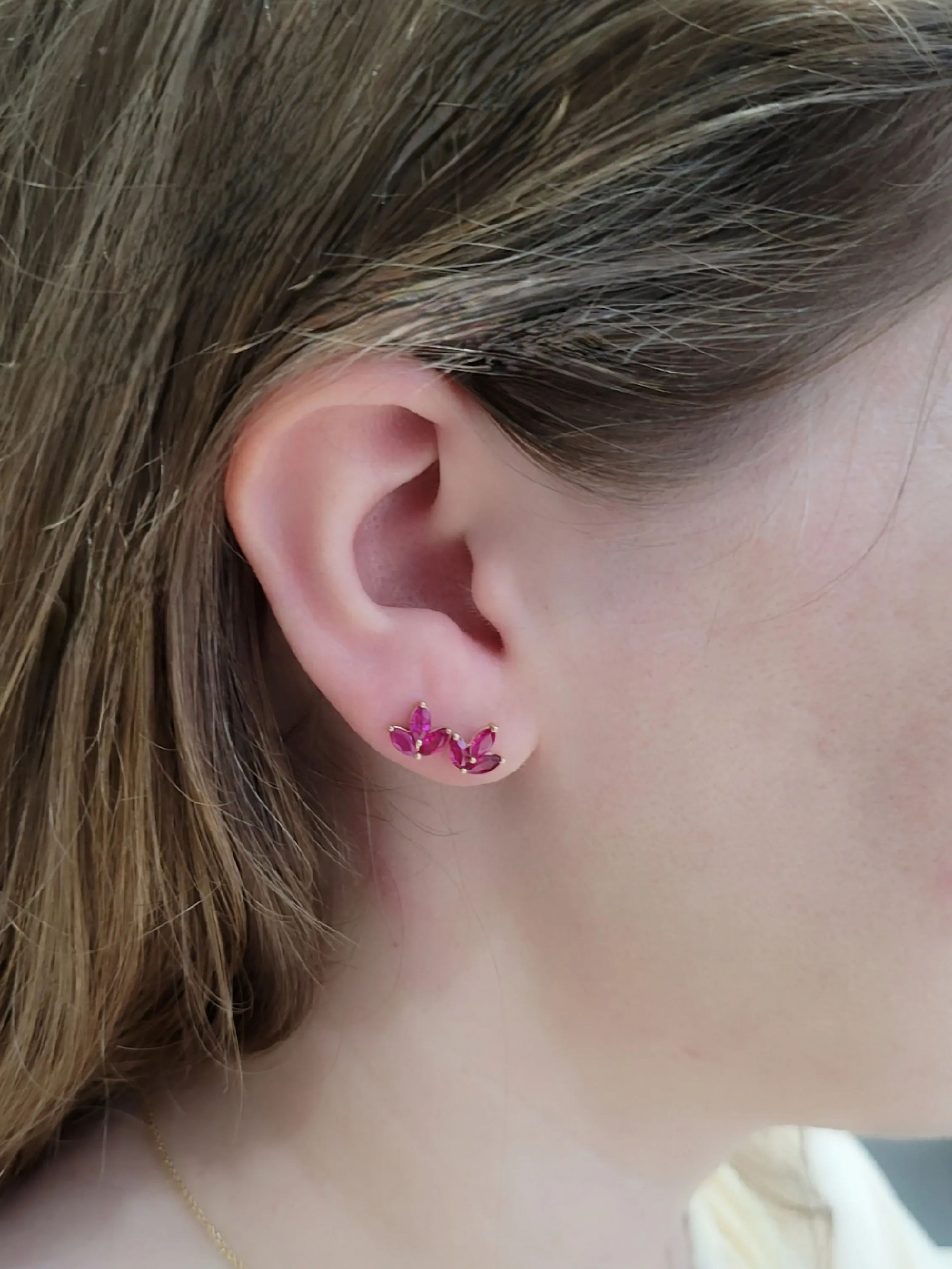 Marquise Ruby Lotus Earrings - Available by Special Order