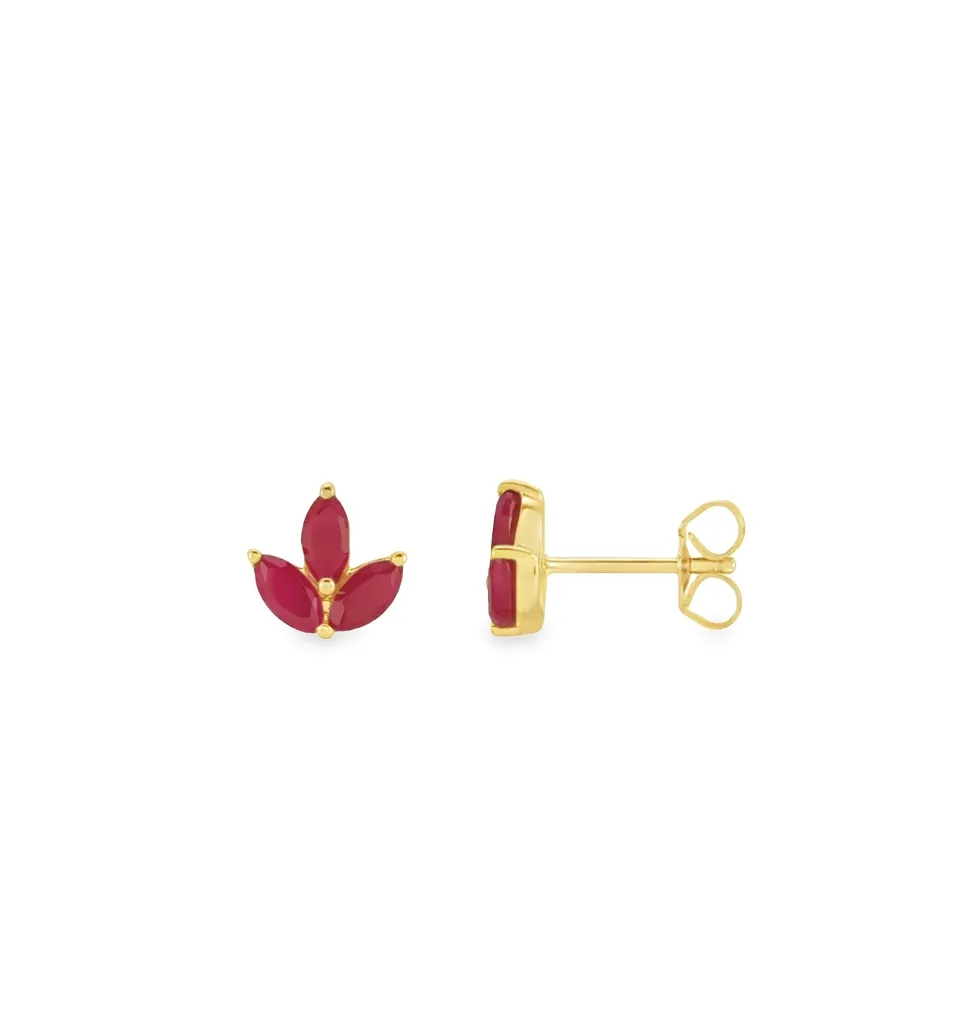 Marquise Ruby Lotus Earrings - Available by Special Order