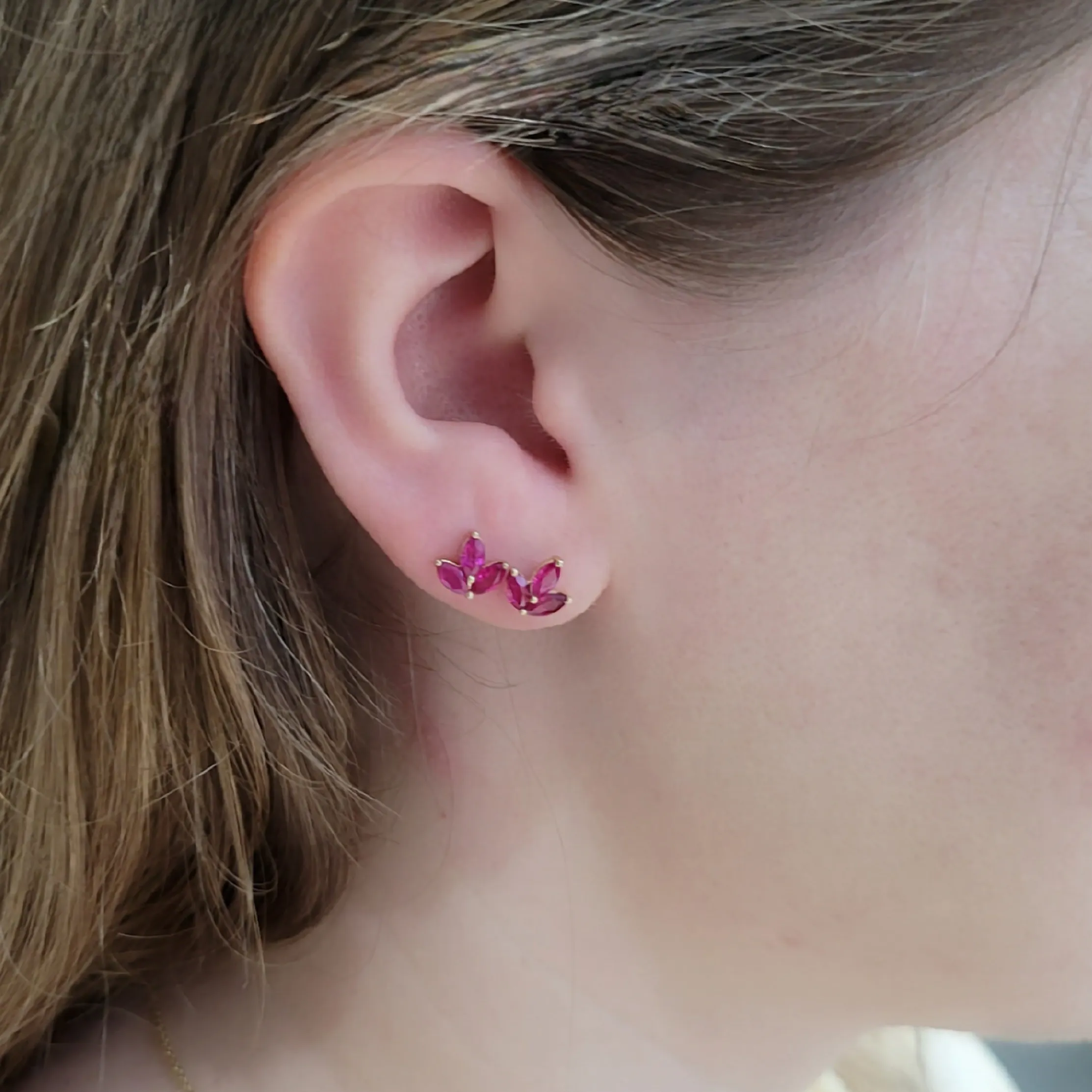 Marquise Ruby Lotus Earrings - Available by Special Order