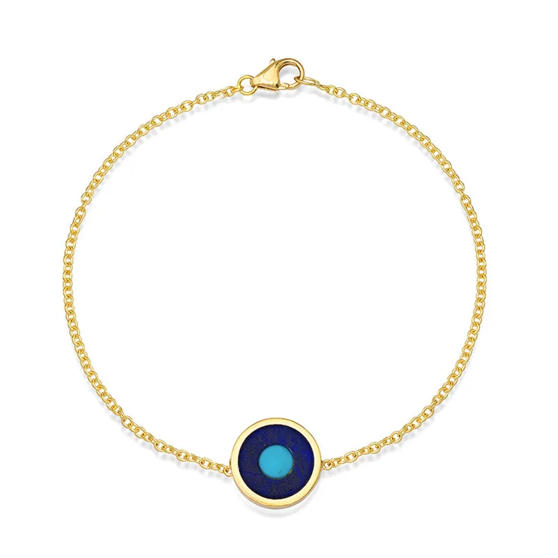 Mini Lapis Inlay Evil Eye Bracelet