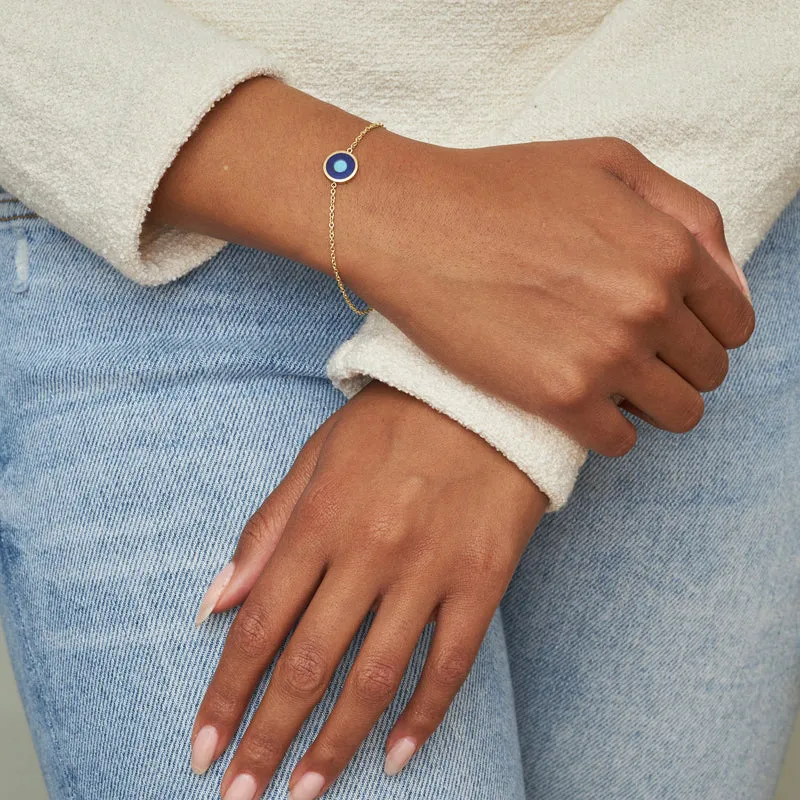 Mini Lapis Inlay Evil Eye Bracelet