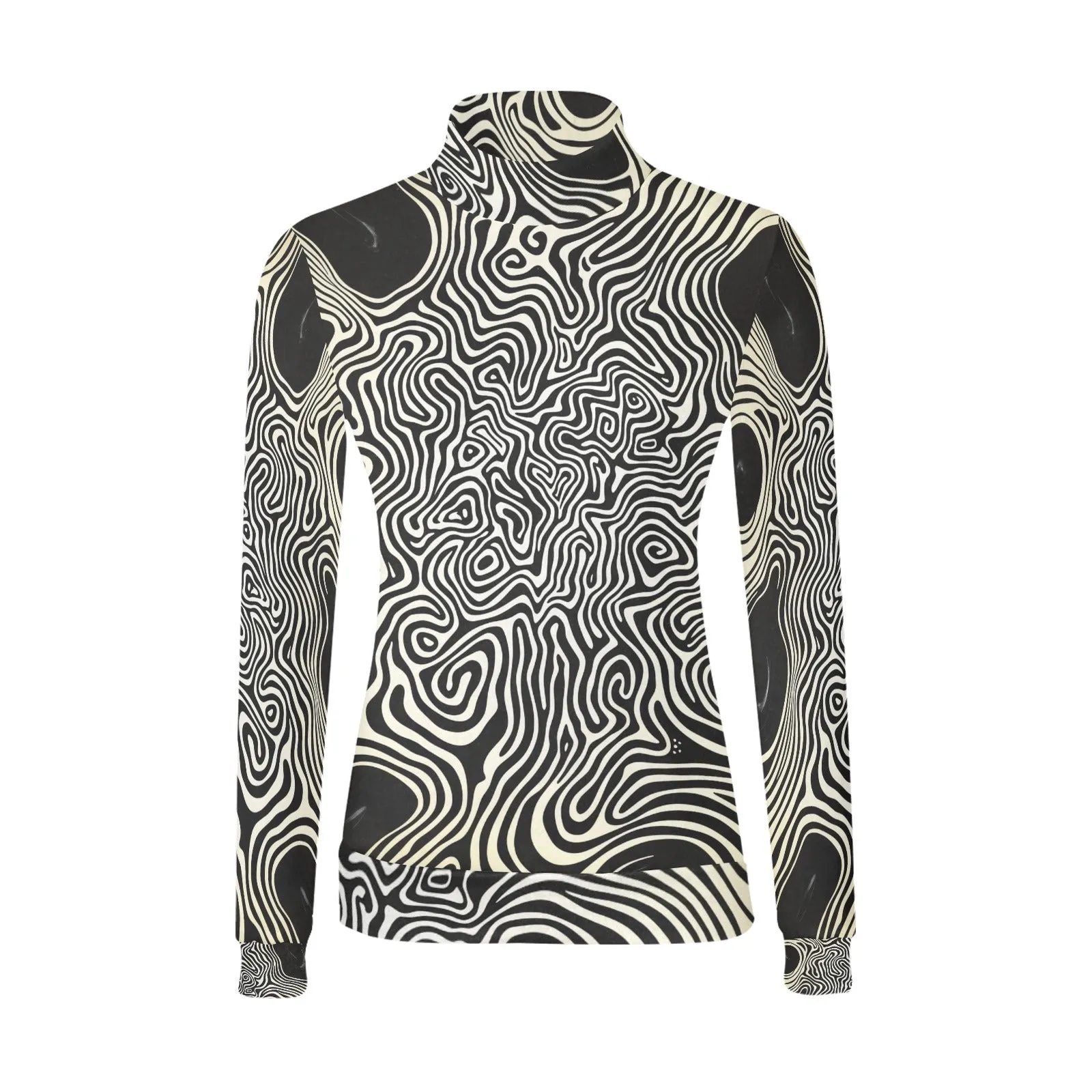 Modern Black & White Bauhaus Elegant Pattern Mock Neck Sweater