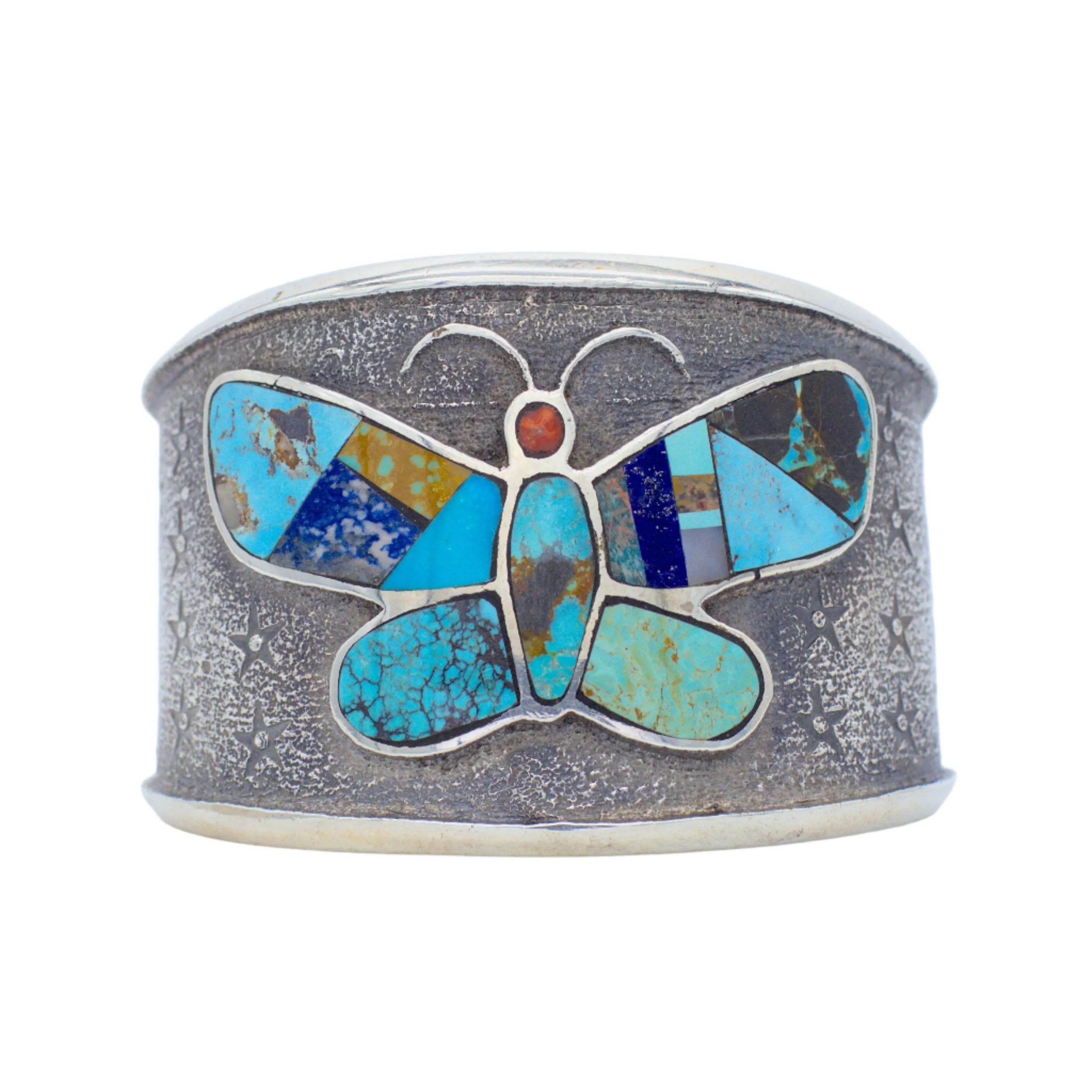 Monty Claw Handmade Navajo Sterling Silver Multi-Turquoise Inlay Bracelet