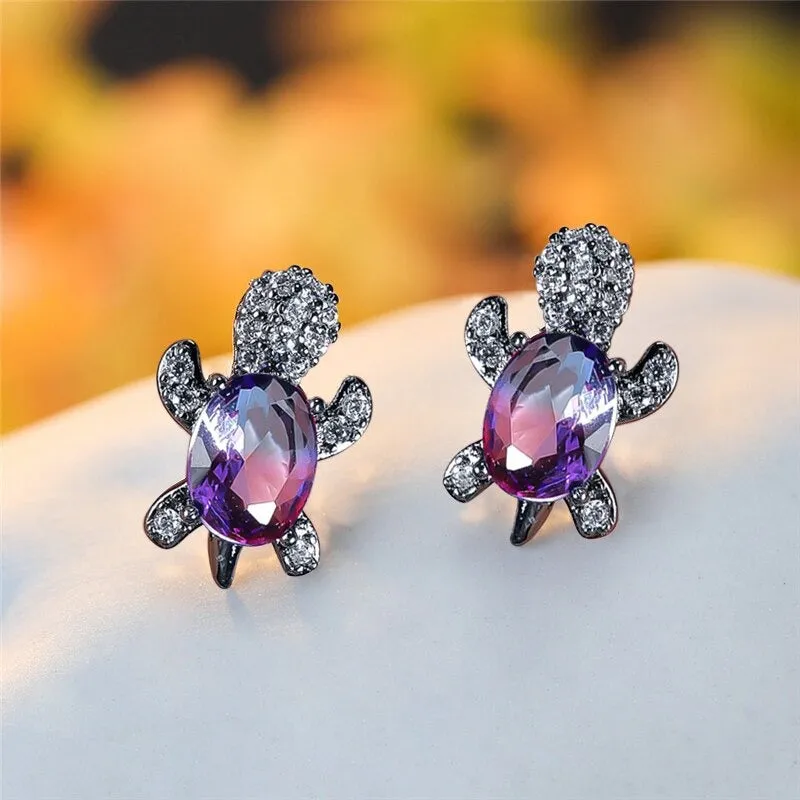 Multi-color Gradient Zircon Sea Turtles Stud Earrings