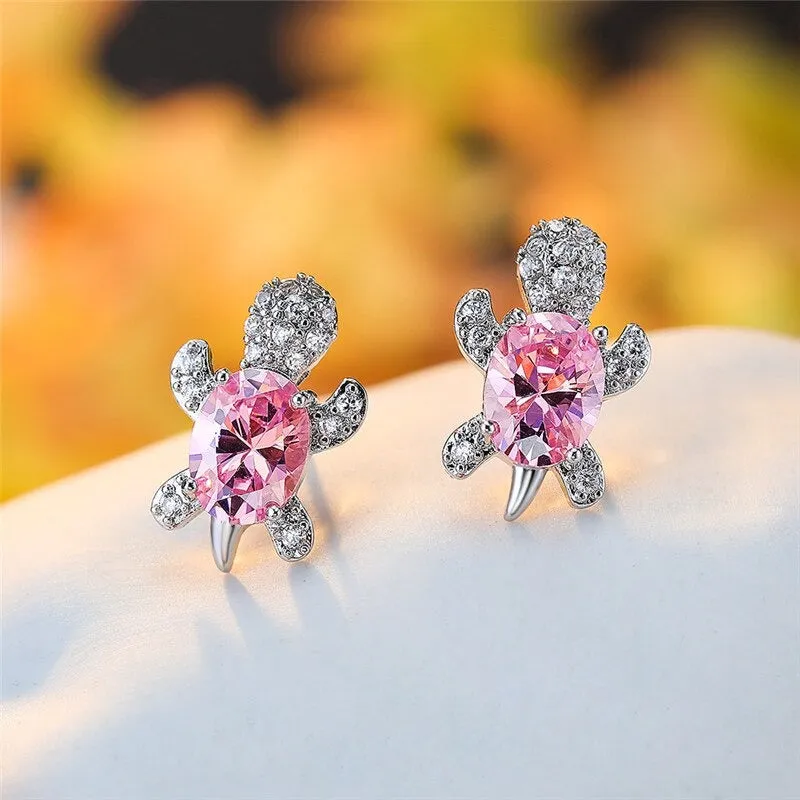 Multi-color Gradient Zircon Sea Turtles Stud Earrings