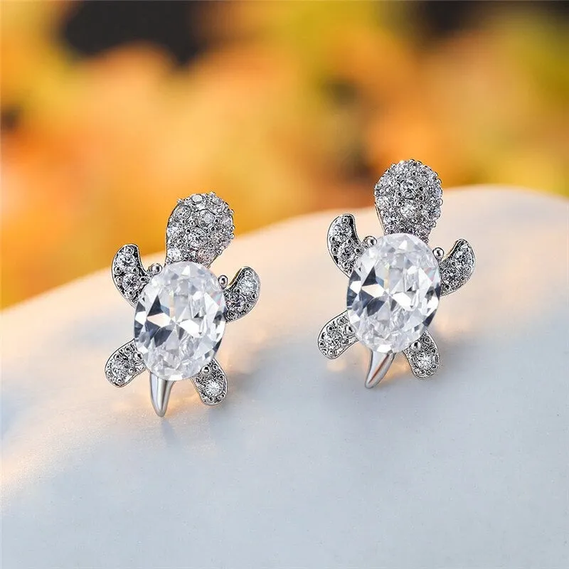 Multi-color Gradient Zircon Sea Turtles Stud Earrings