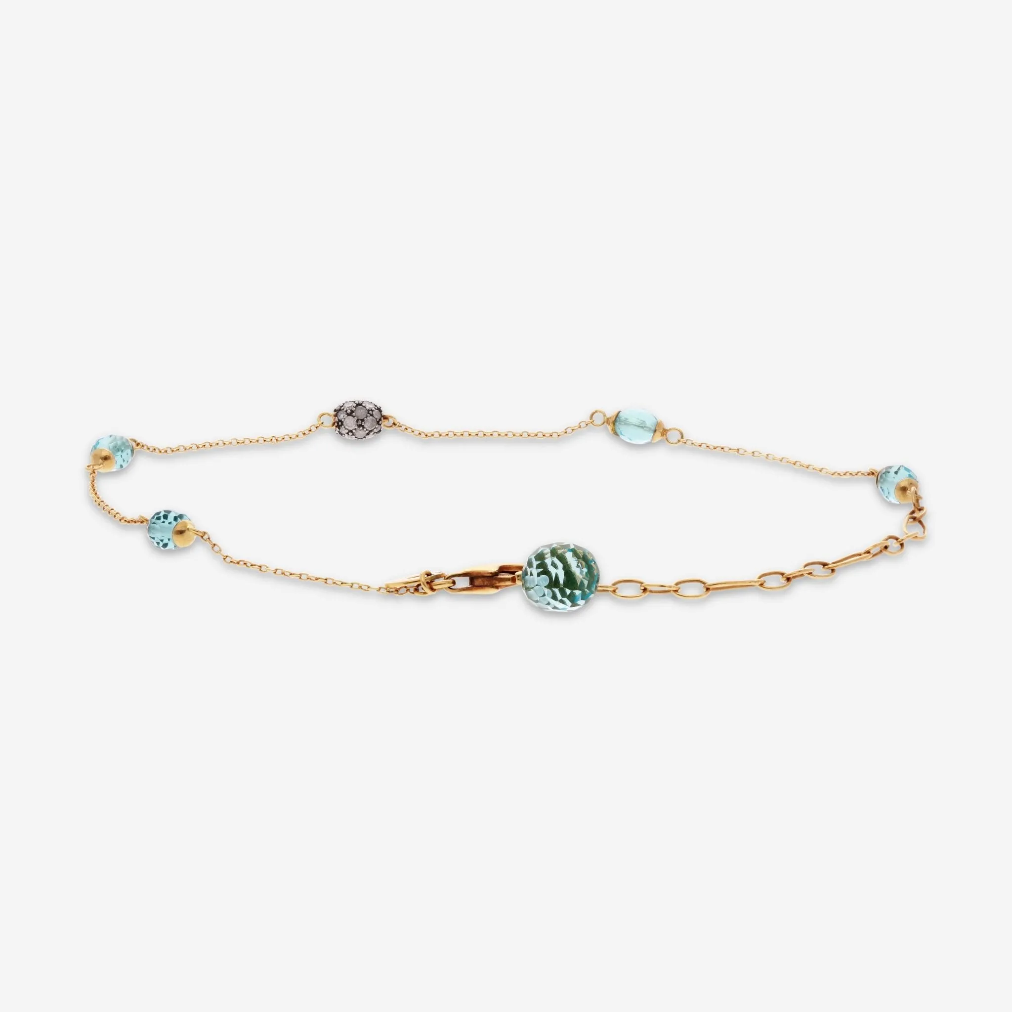 Nanis 18K Yellow Gold Blue Topaz & Ice Diamond Bracelet BS1-539