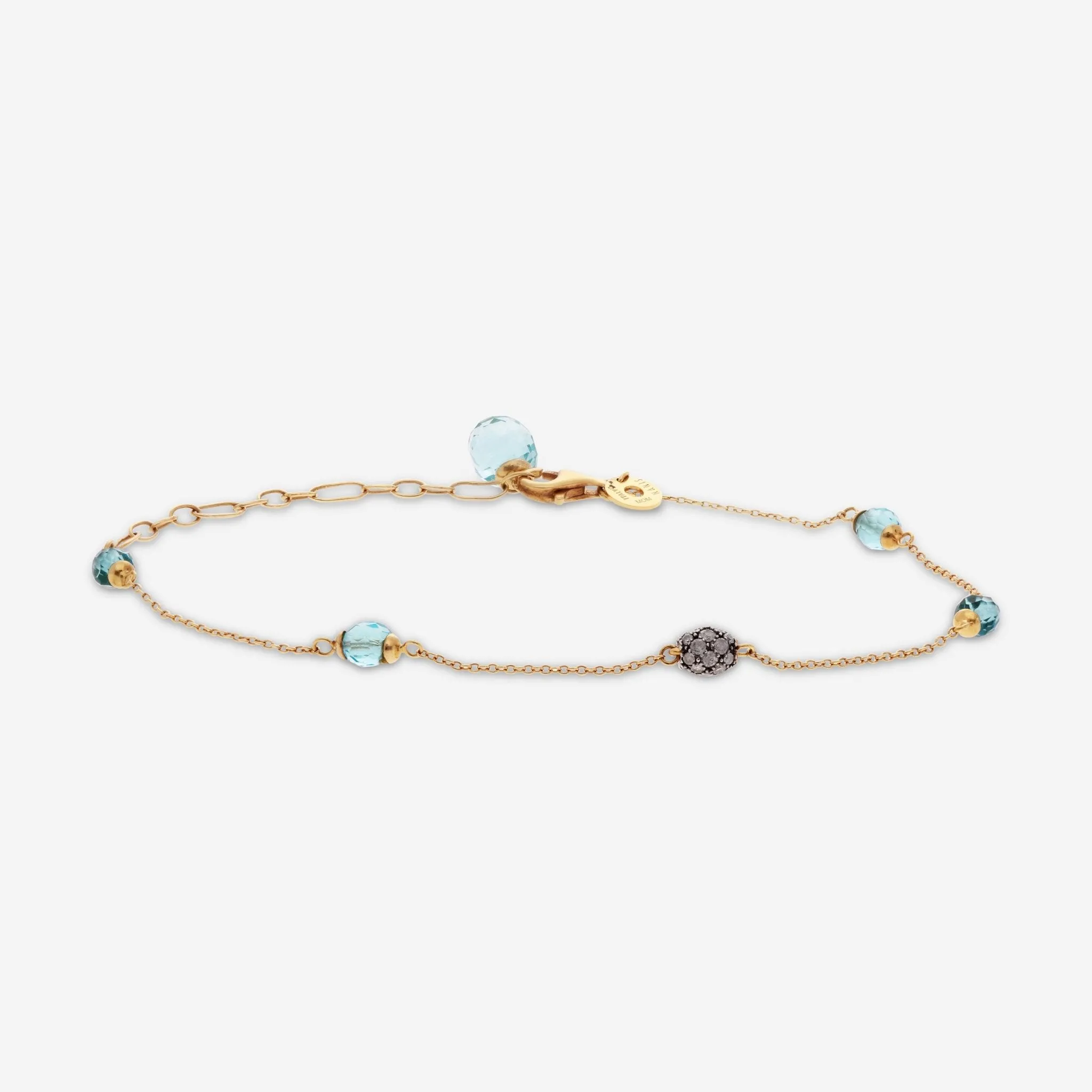 Nanis 18K Yellow Gold Blue Topaz & Ice Diamond Bracelet BS1-539