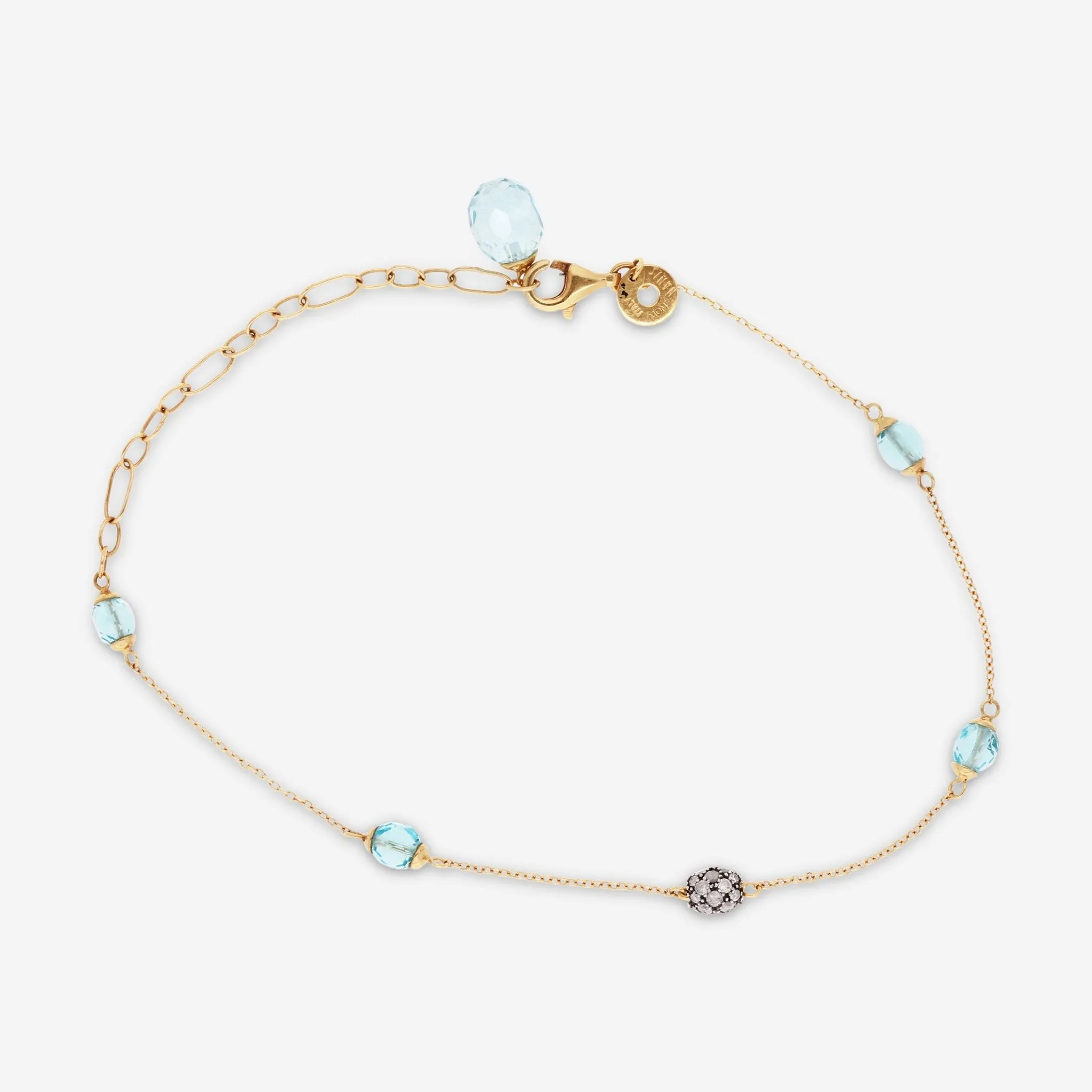 Nanis 18K Yellow Gold Blue Topaz & Ice Diamond Bracelet BS1-539