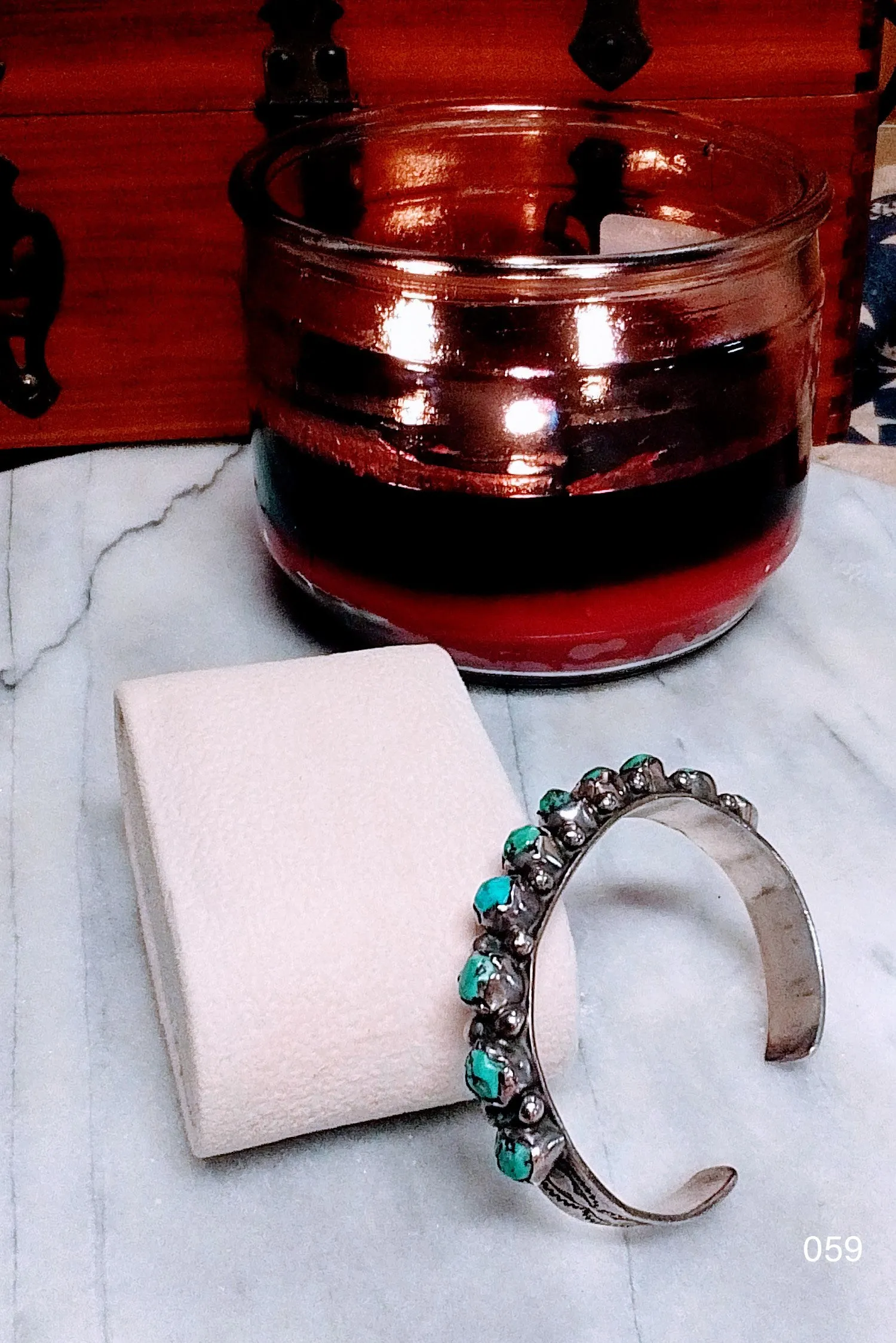 Navajo Sterling Silver & Natural Turquoise Cuff Bracelet