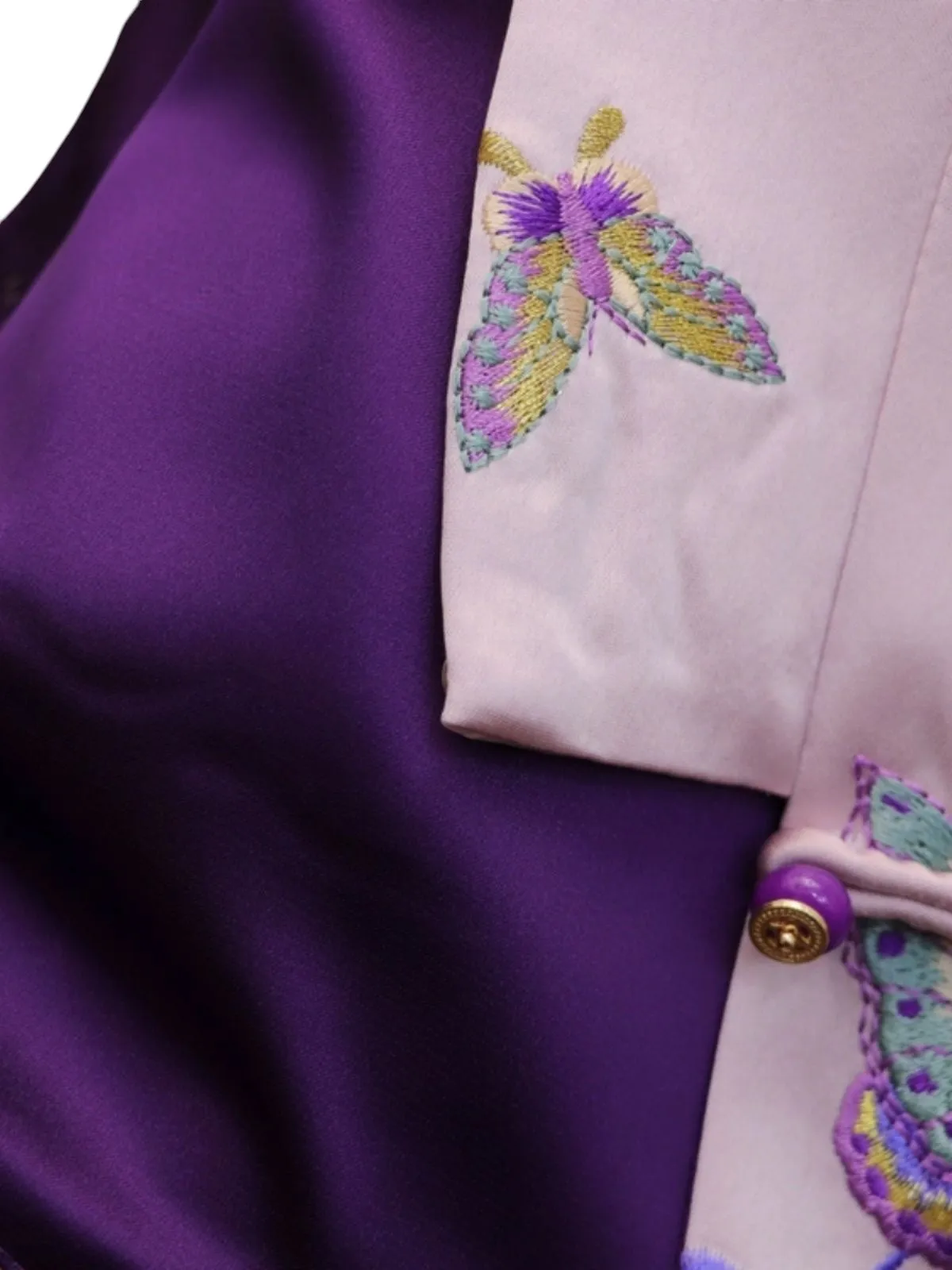 Neo-Chinese Style, New Year, Reversible Butterfly Print Vest, Pink and Purple, Traditional Asian Style