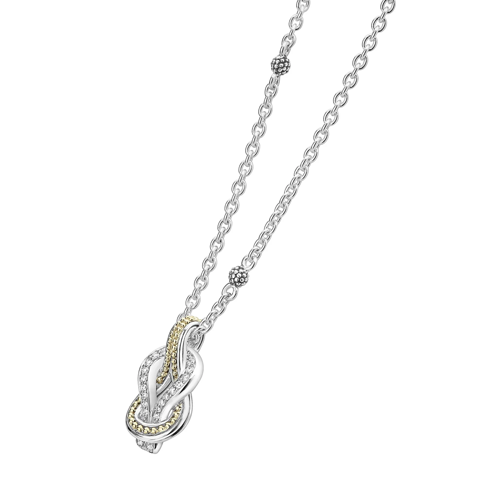 Newport Two-Tone Knot Diamond Pendant Necklace