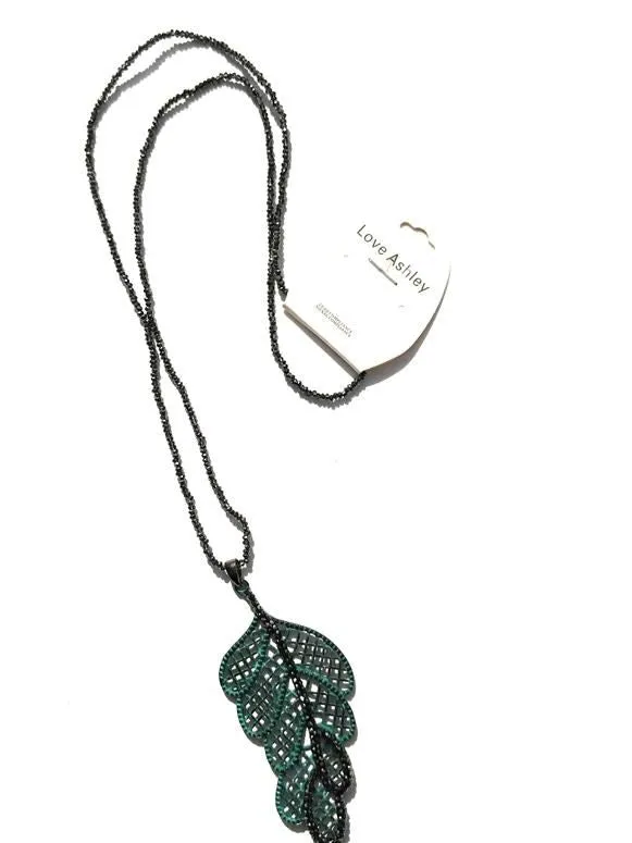 Patina Leaf Necklace - Silver Pewter