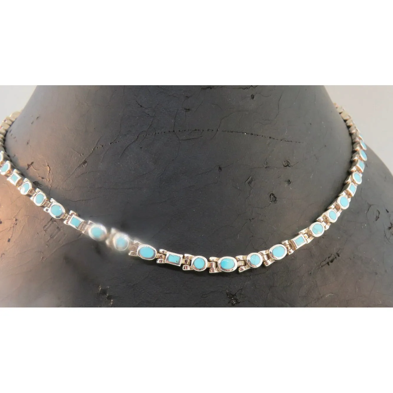 Peyote Bird Mini Dot Dash Turquise Tennis Necklace