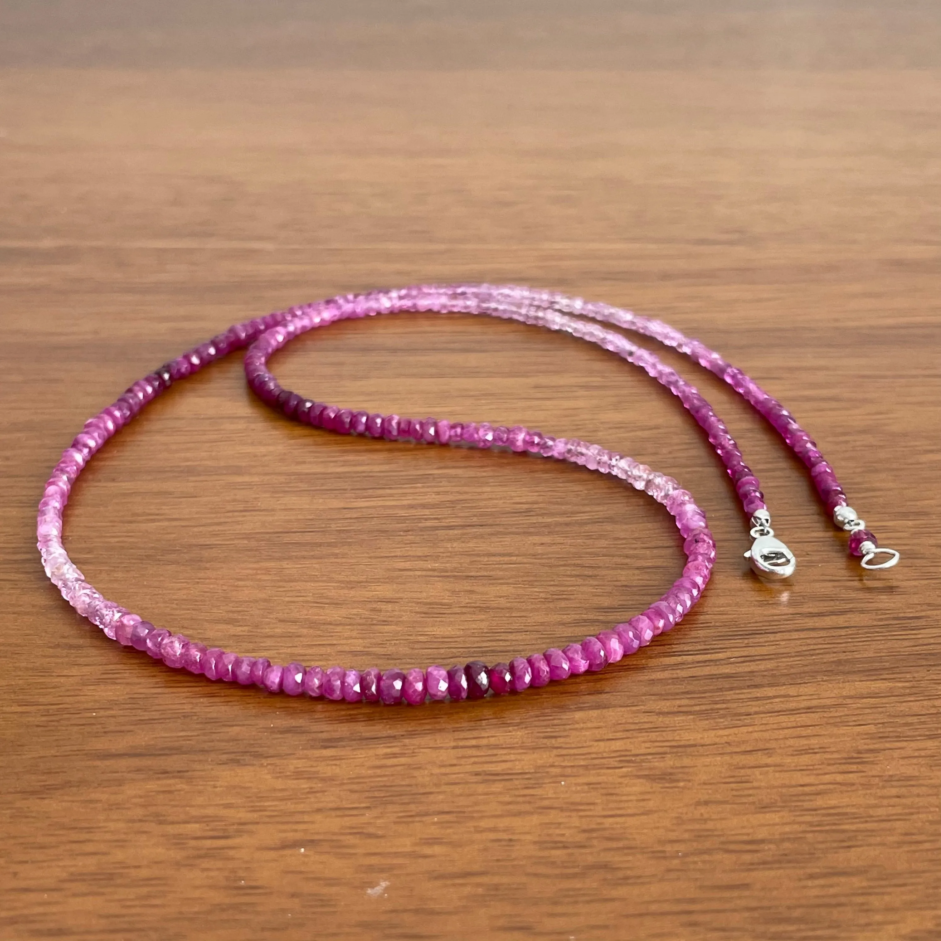 Pink Sapphire Ombre Beaded Necklace