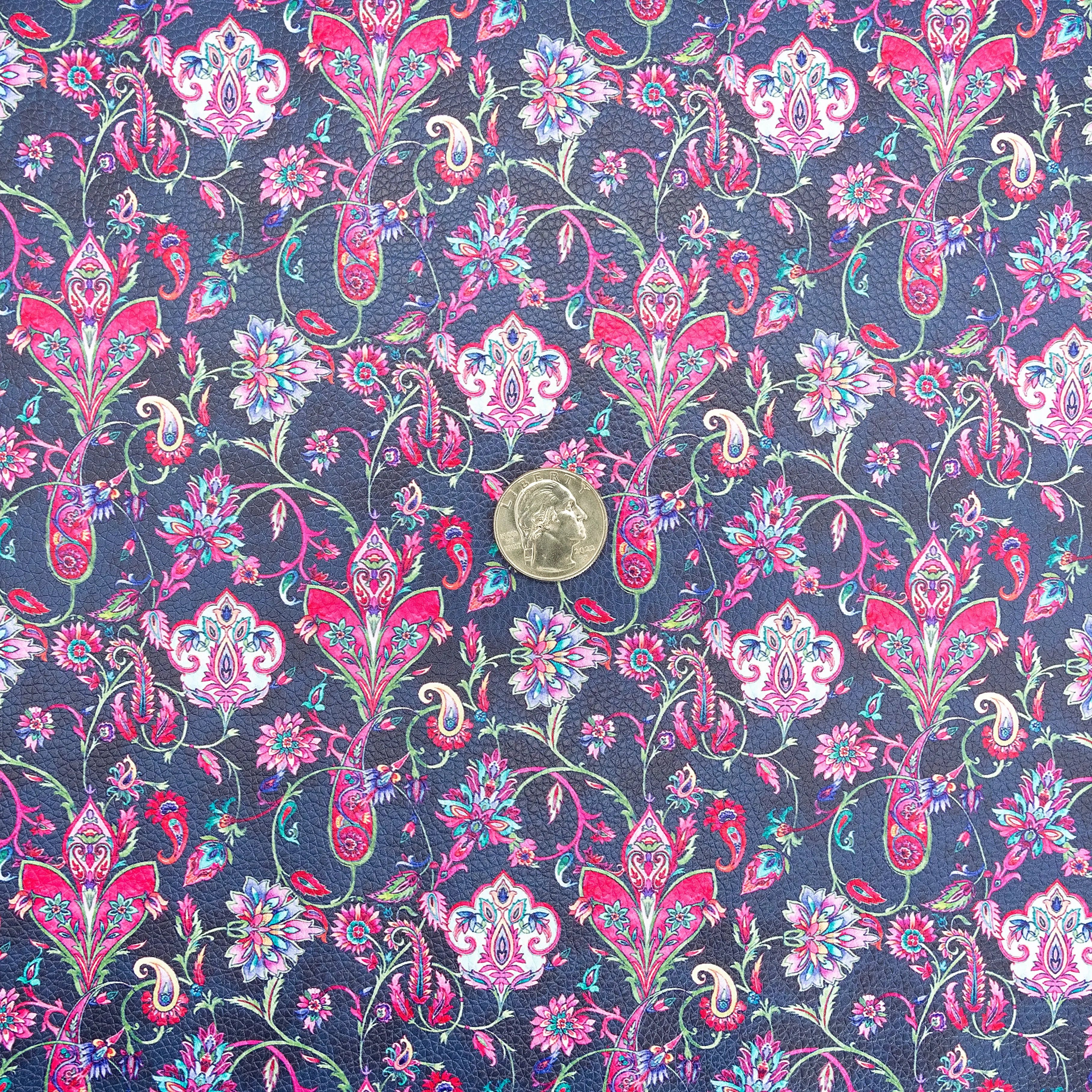 Poppin Paisley Printed Vinyl 18" x 53" Roll | Pebble Texture