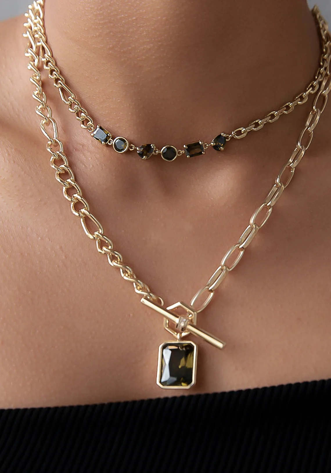 PRETENDERS MULTI GEMSTONE NECKLACE PERIDOT