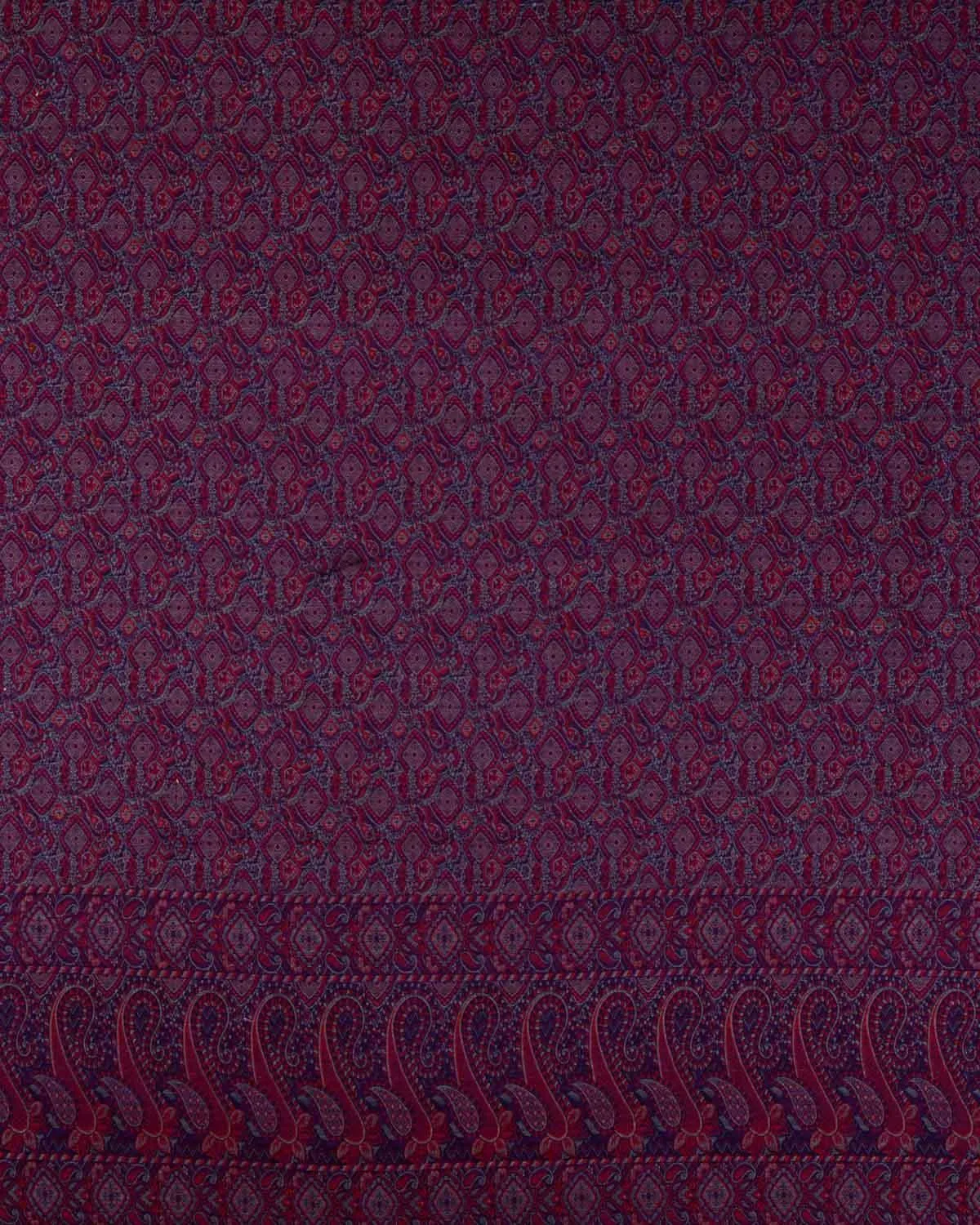 Purple Banarasi Tehra Jamawar Handwoven Silk-Wool Shawl