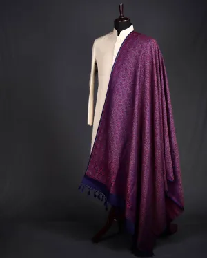 Purple Banarasi Tehra Jamawar Handwoven Silk-Wool Shawl