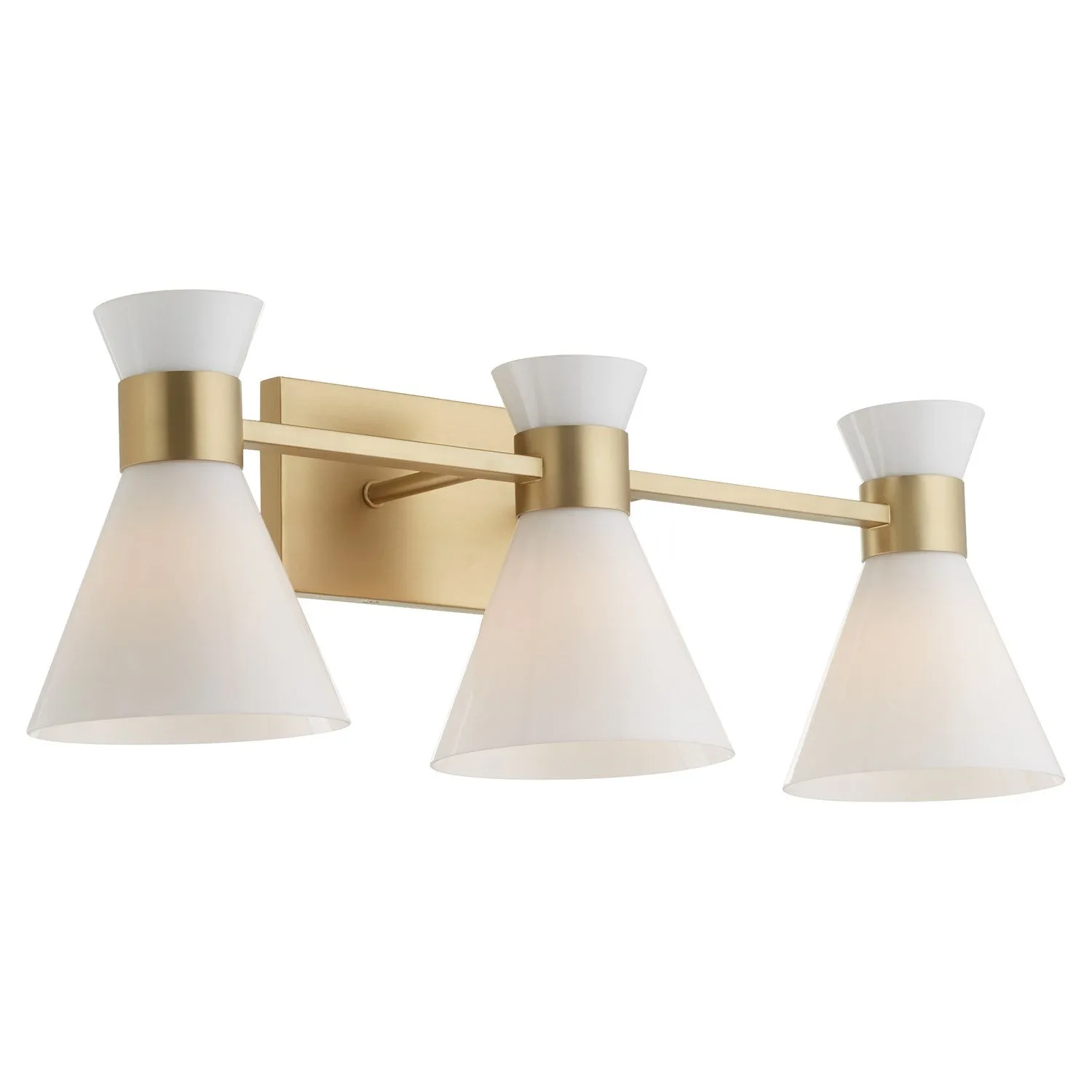 Quorum Beldar 5119-3-80 Vanity - Aged Brass W/ Gloss Opal