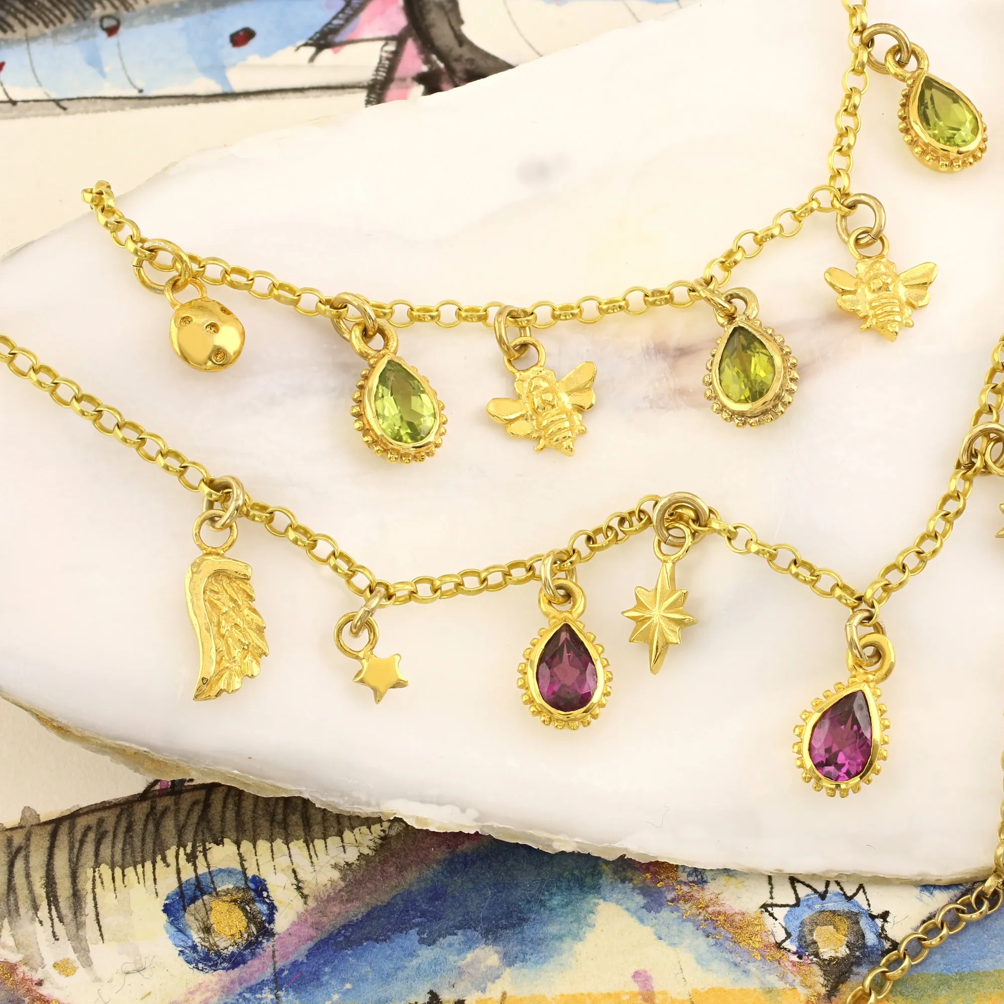 Rhodolite Garnet Celestial Gem Necklace