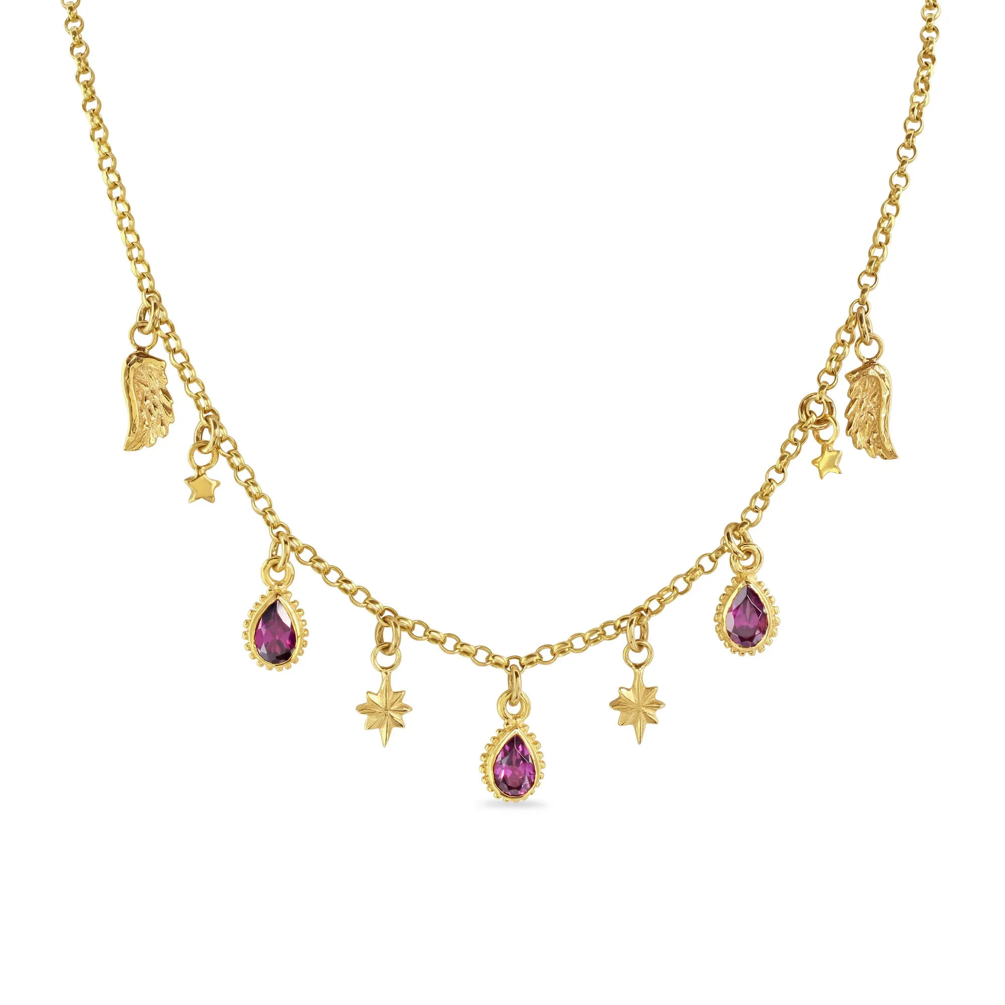 Rhodolite Garnet Celestial Gem Necklace