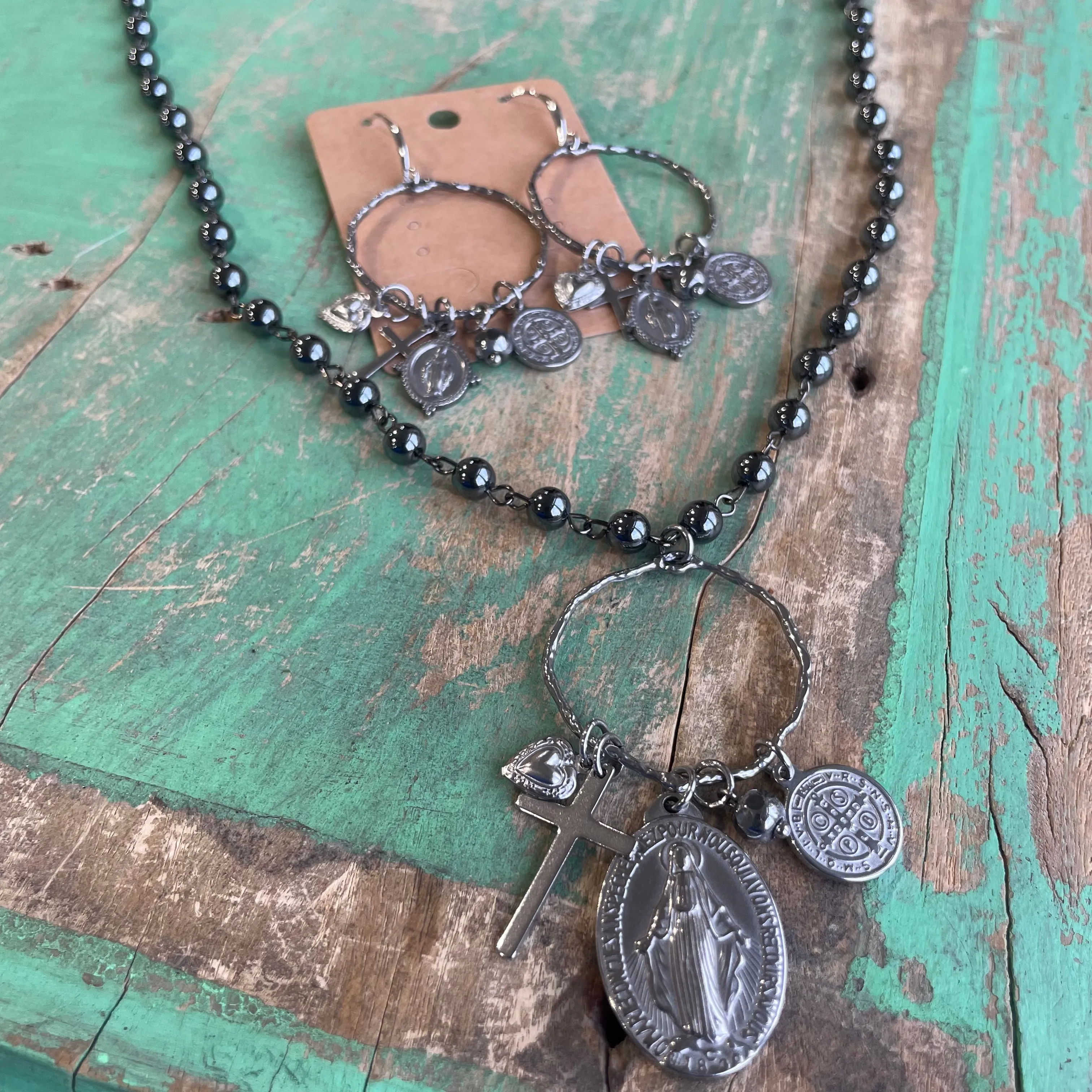 Ring of Medals Necklace and Earrings