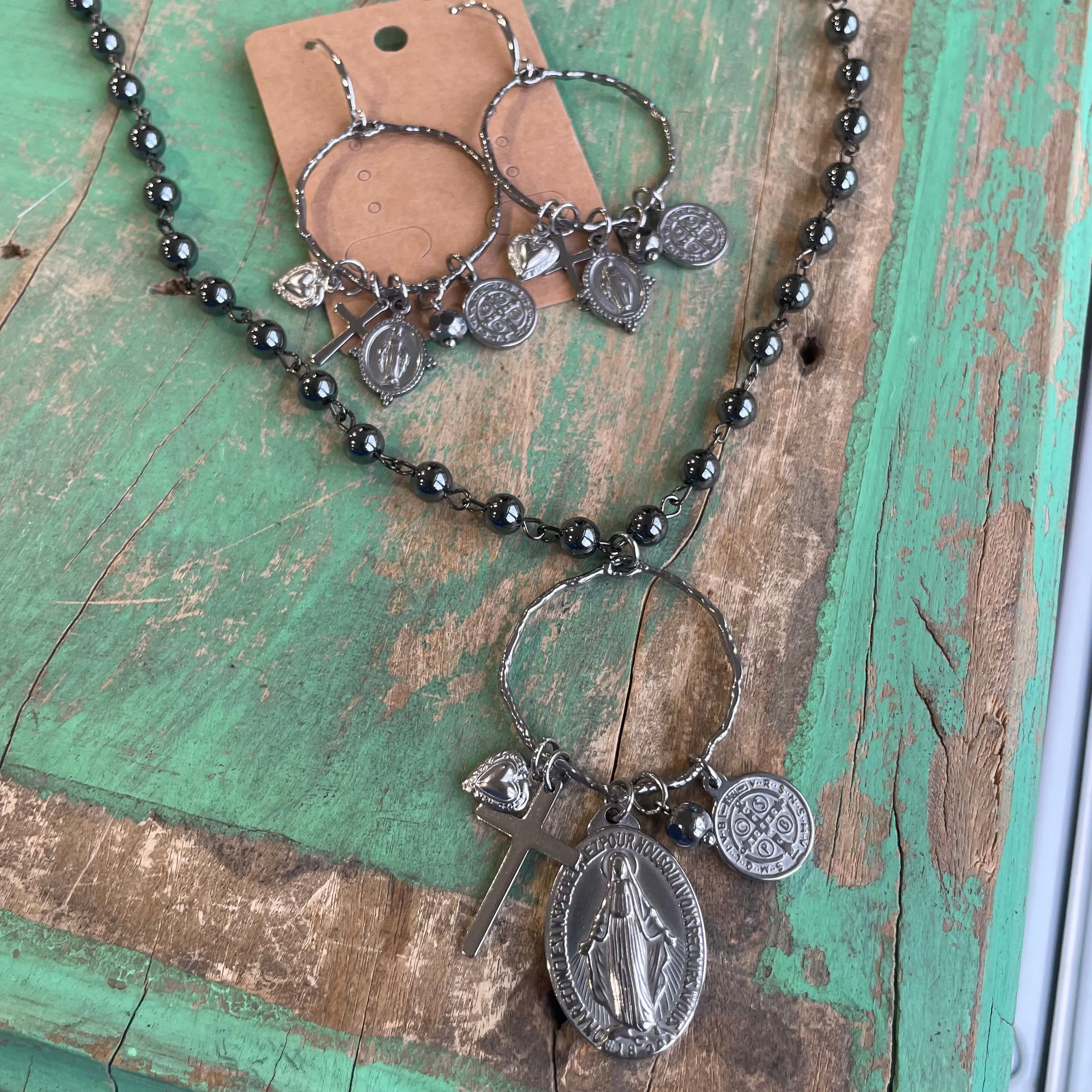 Ring of Medals Necklace and Earrings