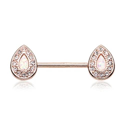 Rose Gold Opal Chakra Nipple Barbell Ring