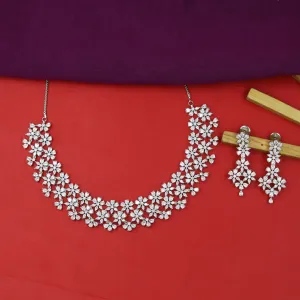Round Neck Zircon/AD Necklace Set 16947-31