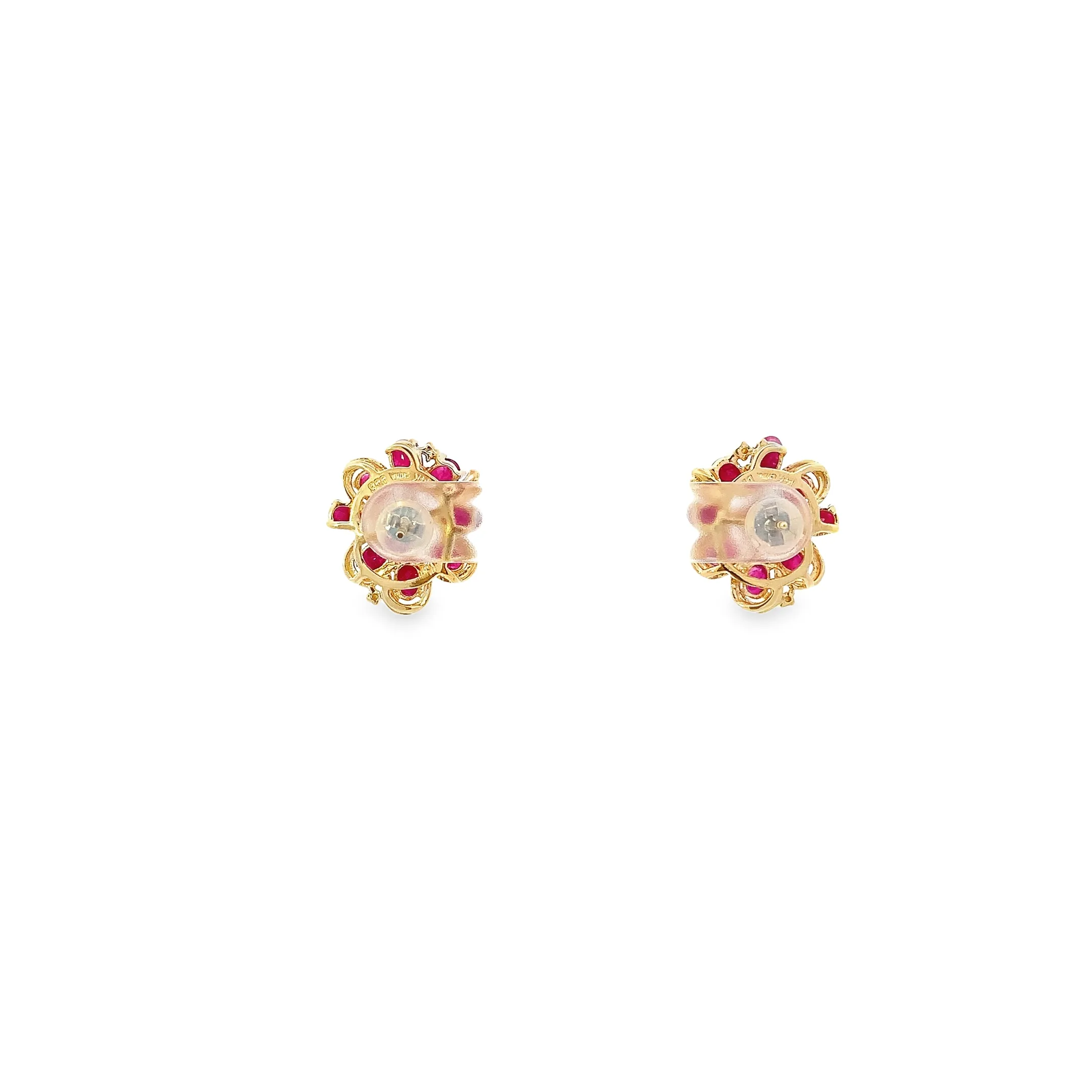 Ruby and Diamond Cluster Earrings