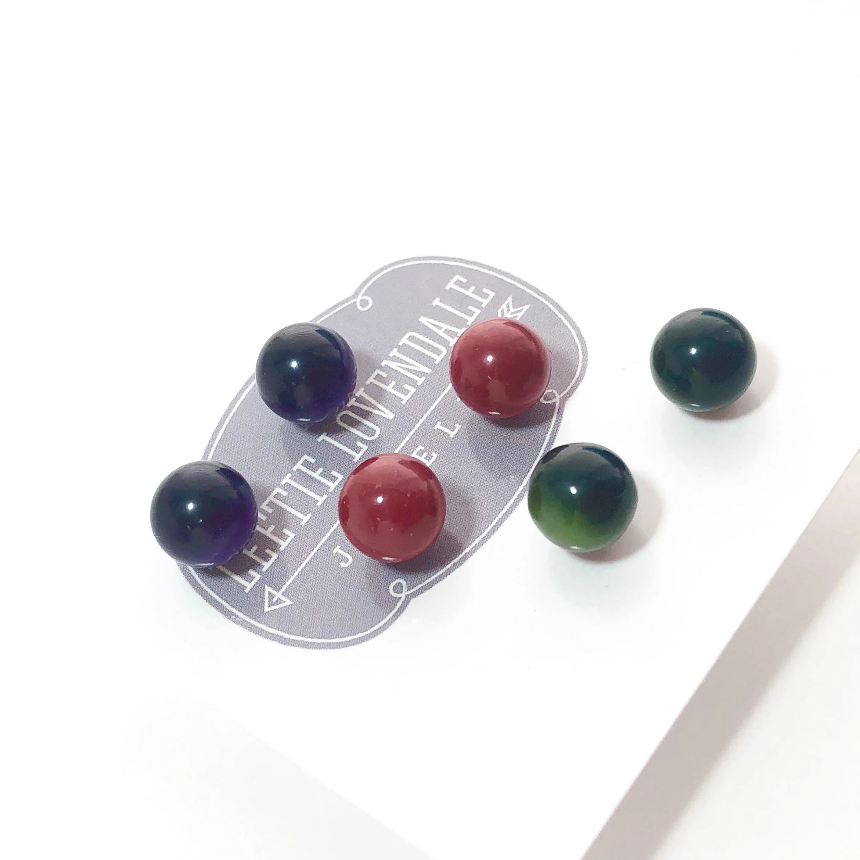 Ruby Emerald Amethyst Glow 8mm Triple Stud Earring Set