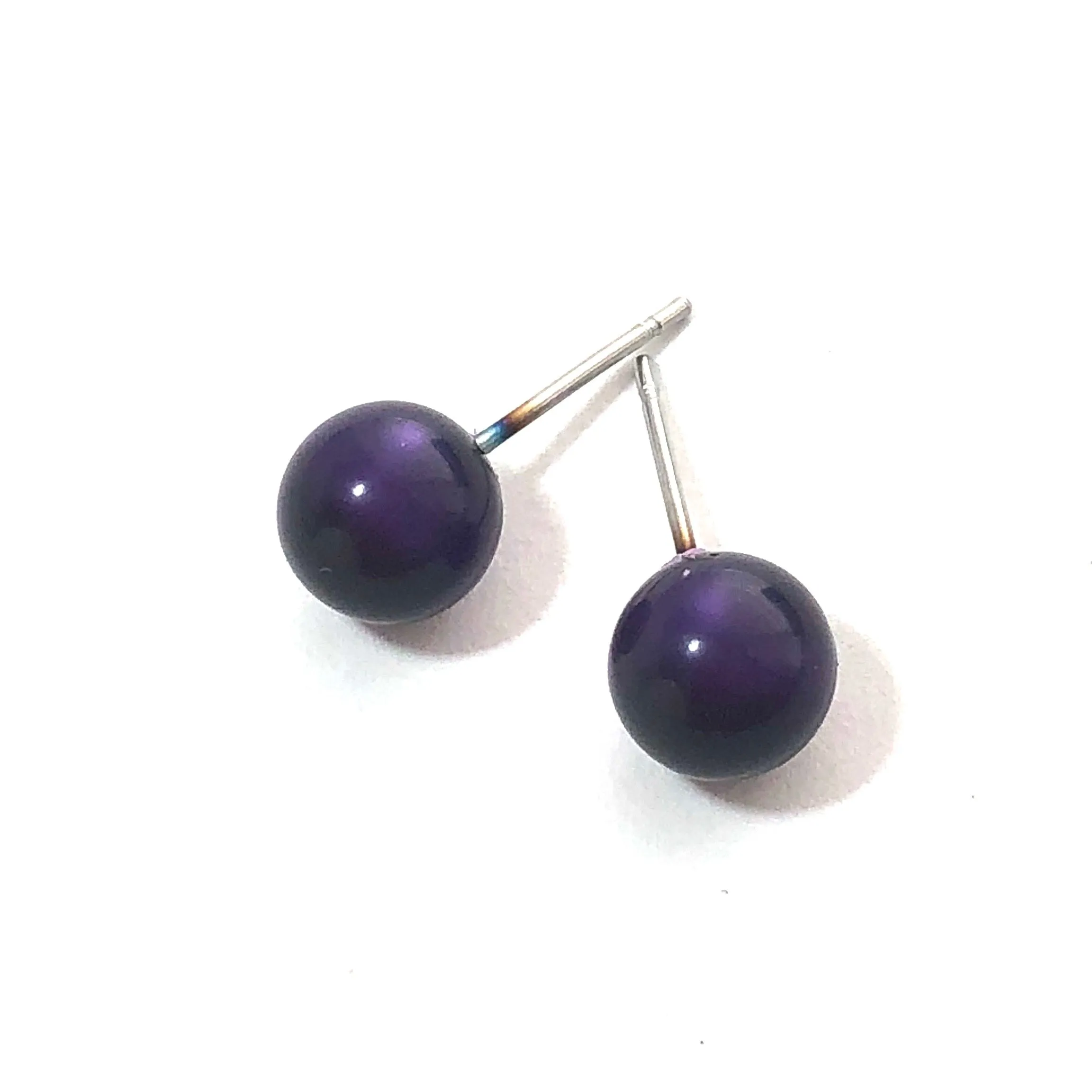 Ruby Emerald Amethyst Glow 8mm Triple Stud Earring Set