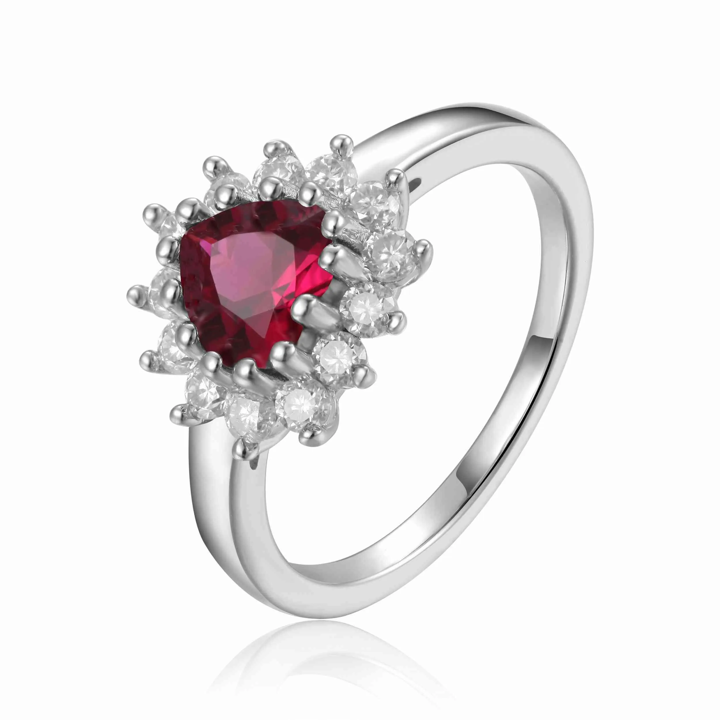 Ruby Halo Heart Ring