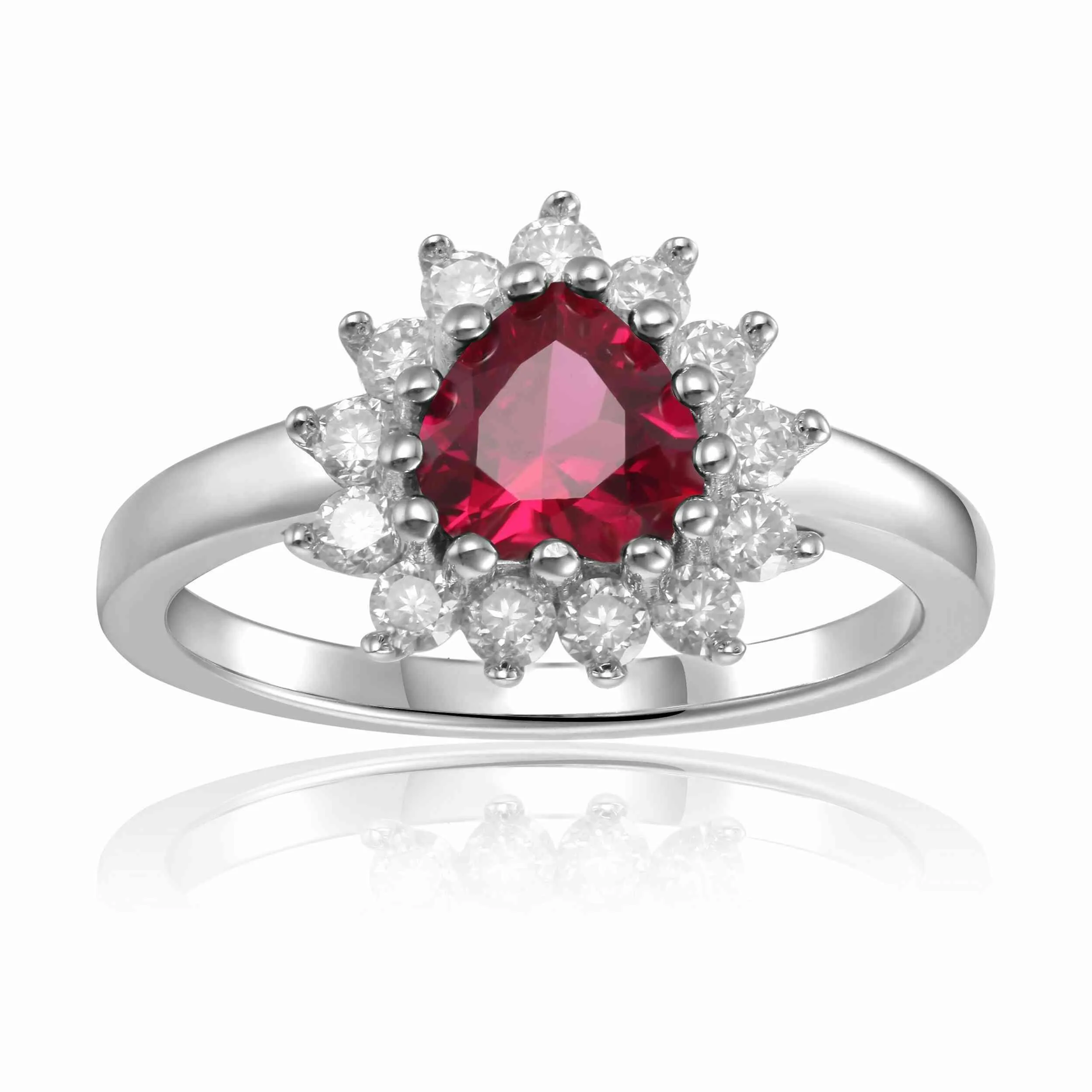 Ruby Halo Heart Ring